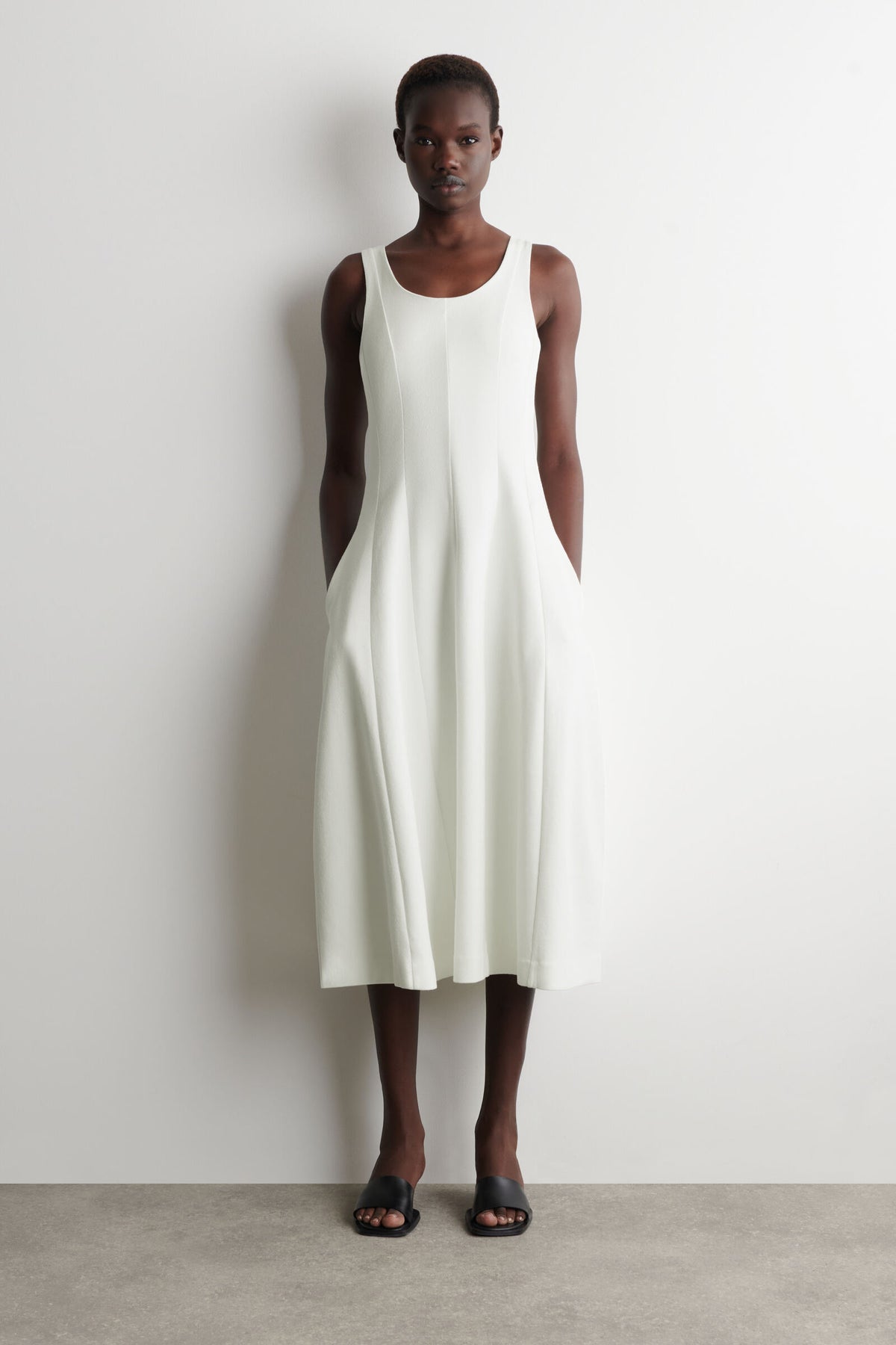 VESTIDO MIDI DE ALGODÓN ESCULPIDO - BLANCO - StillMedia/Lookbook