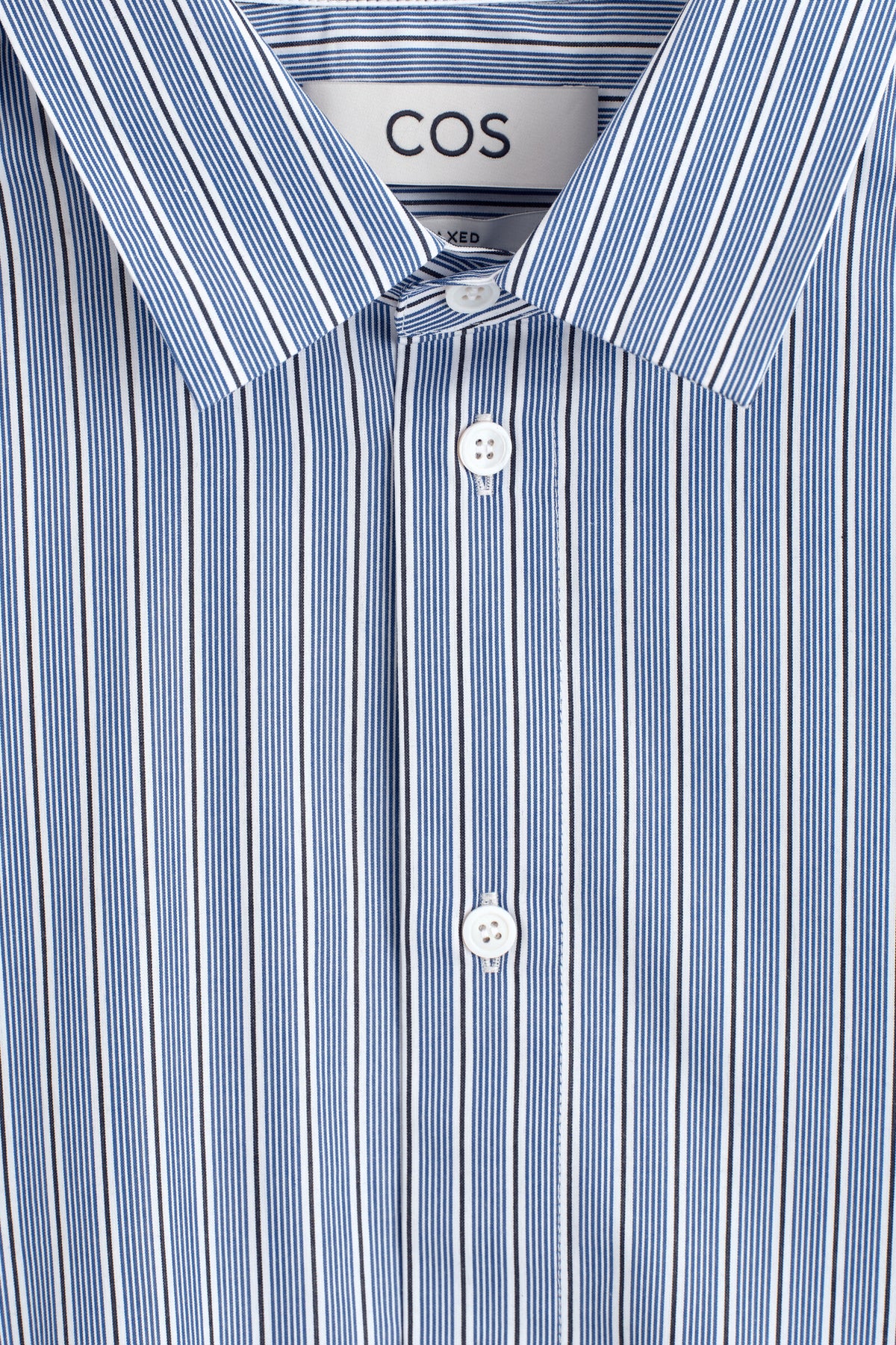 CAMISA DE ALGODÓN A RAYAS RELAJADA - AZUL / RAYADO | DescriptiveDetail