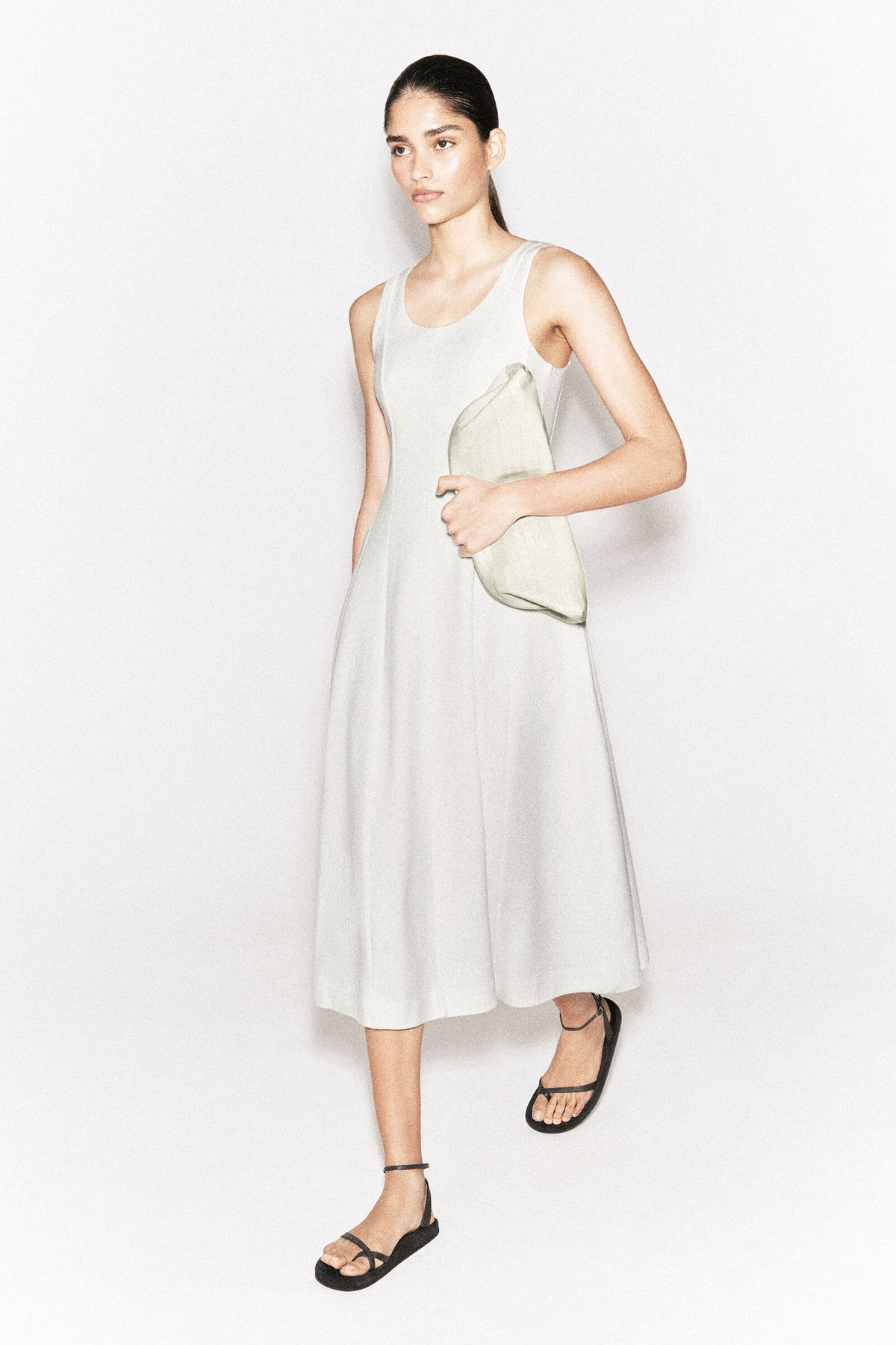 VESTIDO MIDI DE ALGODÓN ESCULPIDO - BLANCO - StillMedia/Environmental