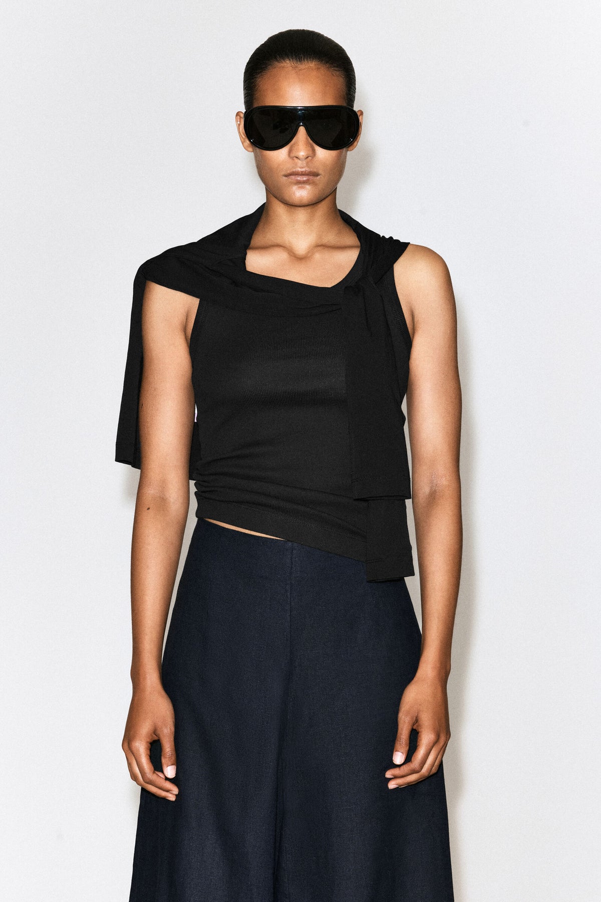 PANTALONES DE LINO DE PIERNA ANCHA - AZUL MARINO