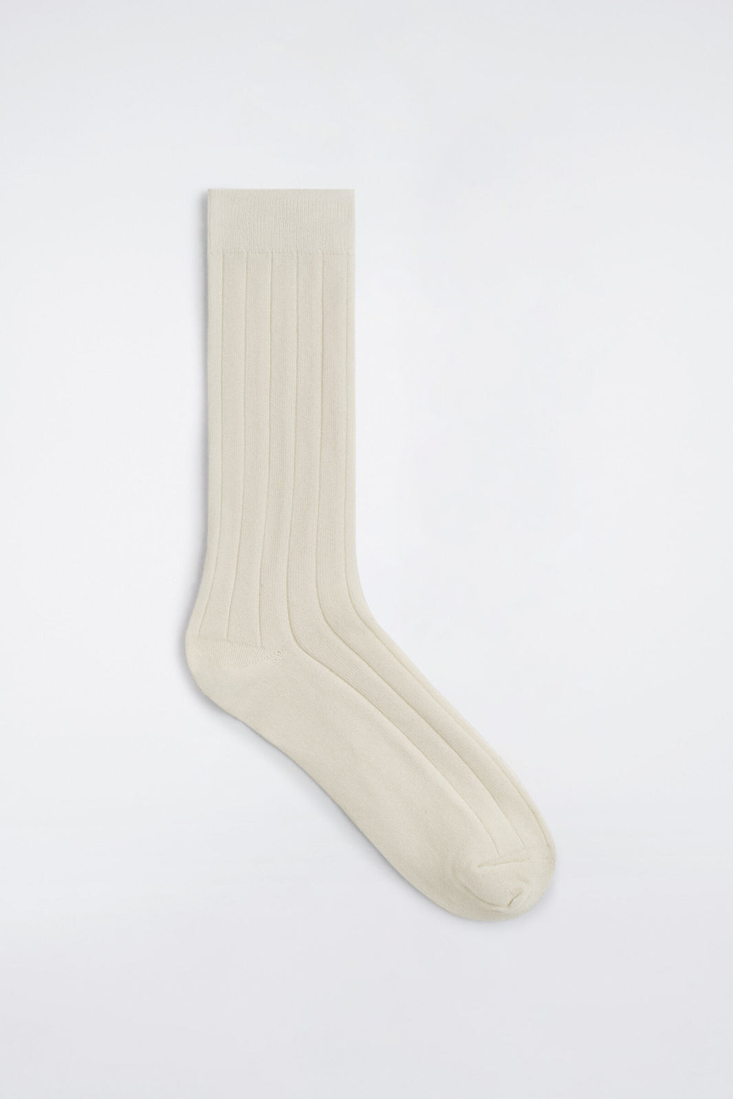 CALCETINES DE ALGODÓN MERCERIZADO TEJIDO ACANALADO - BLANCO
