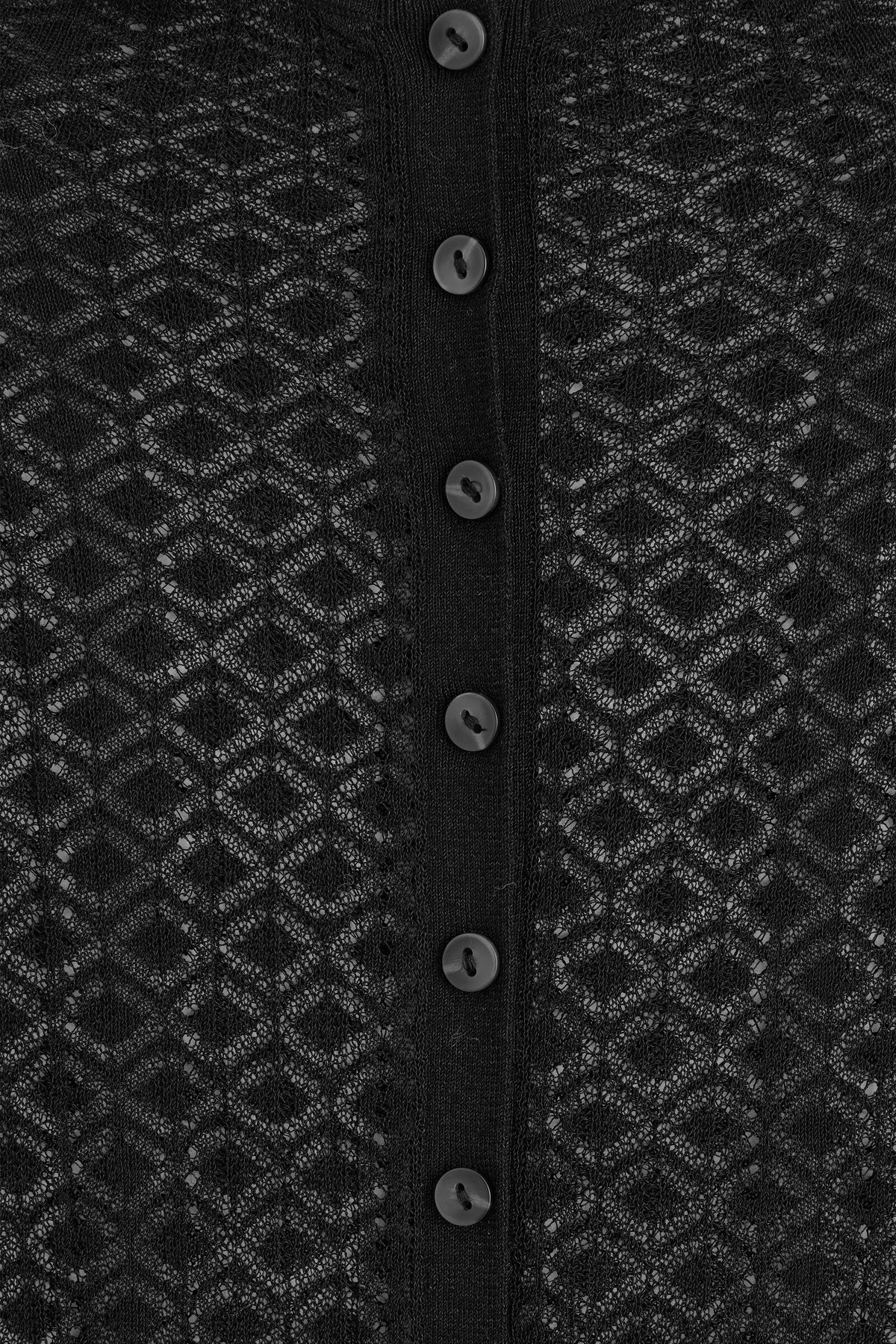 CÁRDIGAN DE ENCAJE TEJIDO EN ROMBOS - NEGRO | DescriptiveDetail