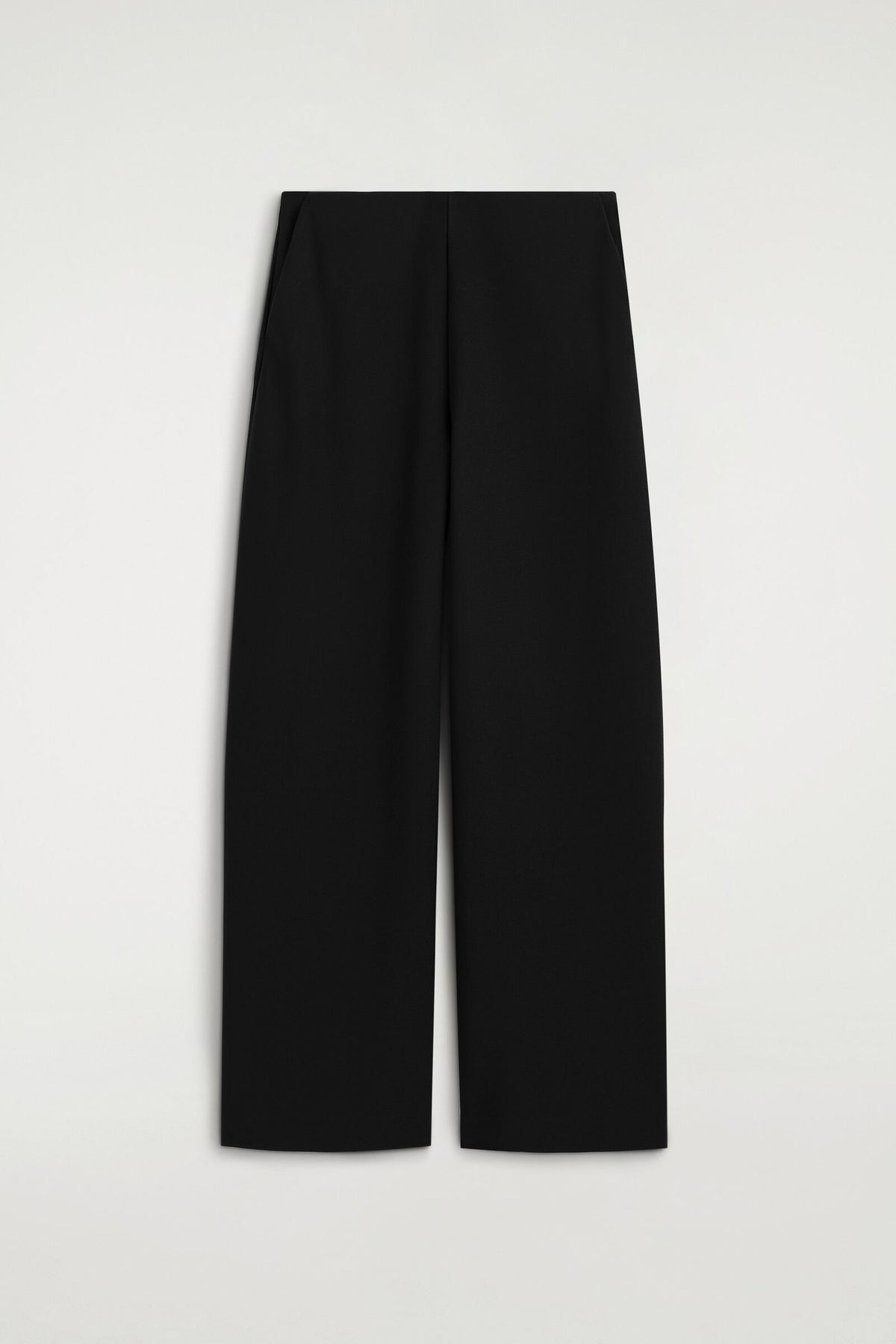 PANTALONES DE CREPE DE PUNTO DE PIERNA ANCHA - NEGRO | DescriptiveStillLife