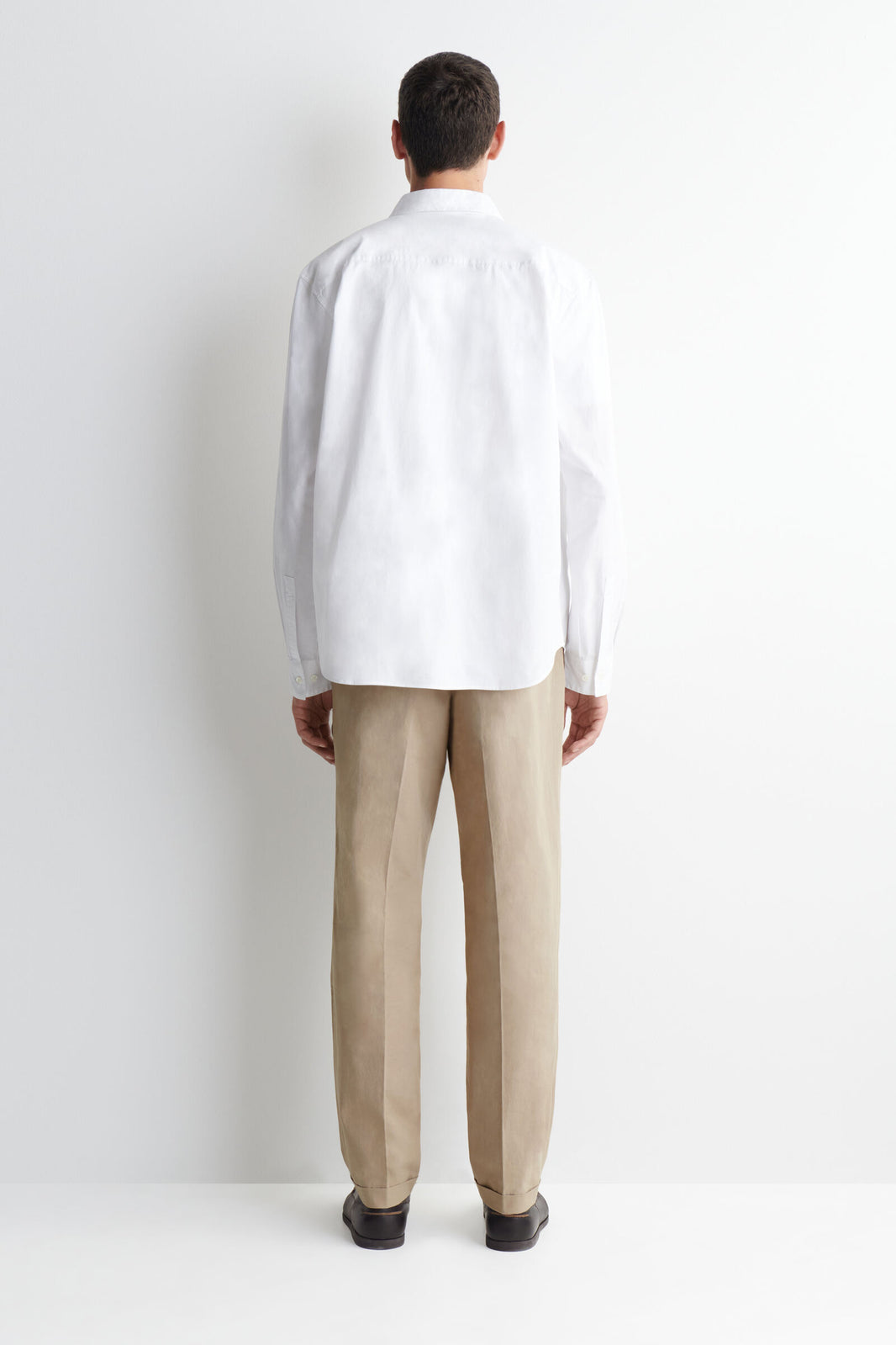 PANTALONES DE ALGODÓN DE CORTE RECTO Y AJUSTE REGULAR - BEIGE