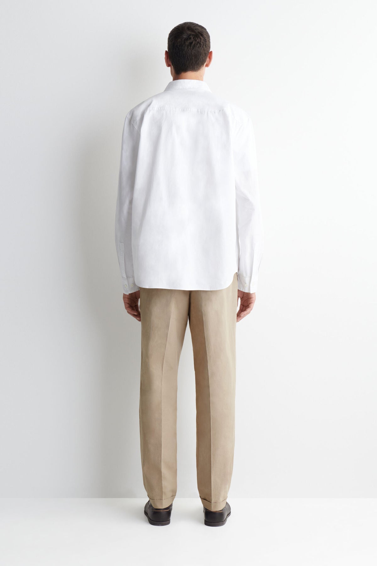 PANTALONES DE ALGODÓN DE CORTE RECTO Y AJUSTE REGULAR - BEIGE