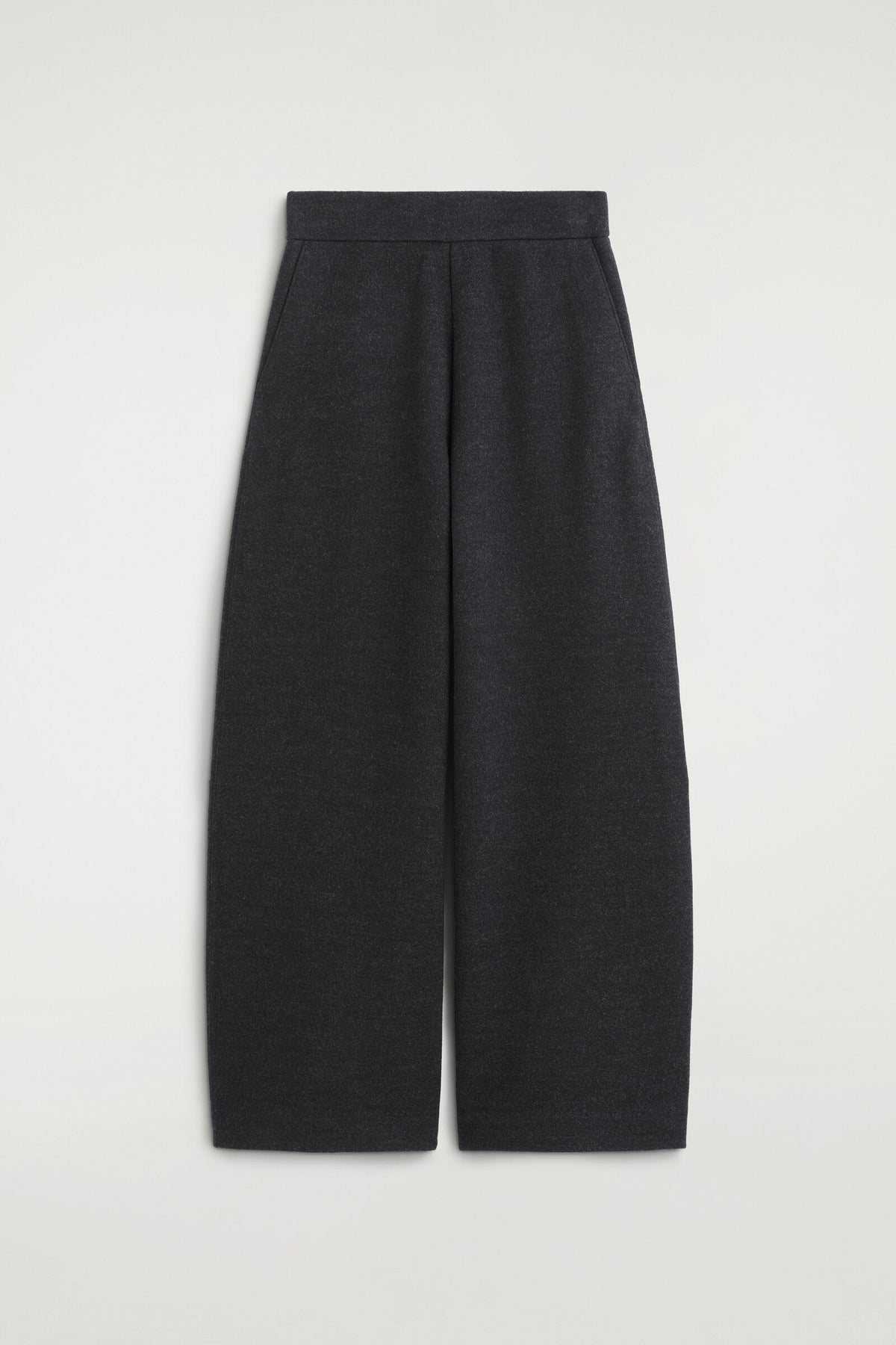 PANTALONES DE PIERNA BARREL DE MEZCLA DE LANA ESCALDADA - GRIS MEZCLA | DescriptiveStillLife