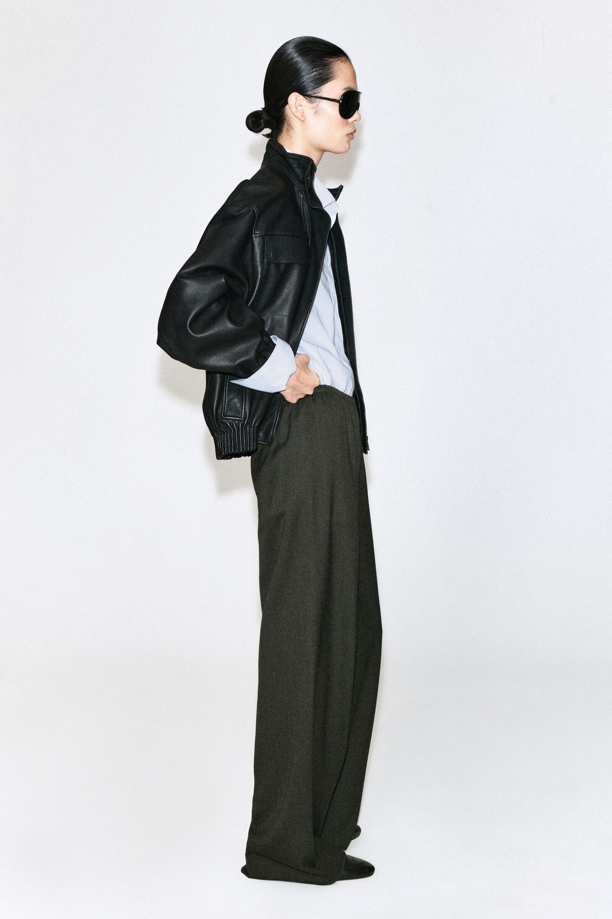 PANTALONES DE MEZCLA DE LANA - GRIS OSCURO