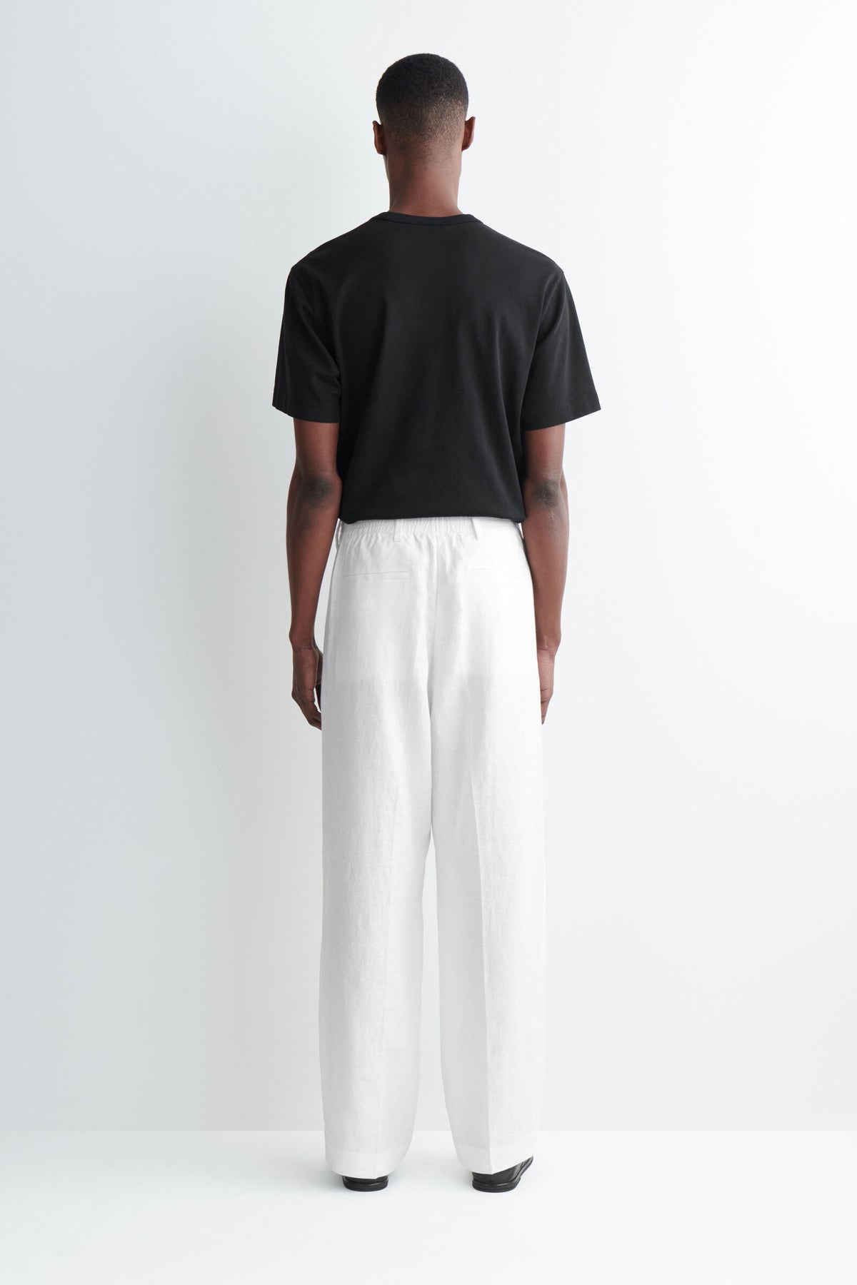 PANTALONES DE LINO DE AJUSTE RELAJADO Y DE CORTE RECTO - BLANCO