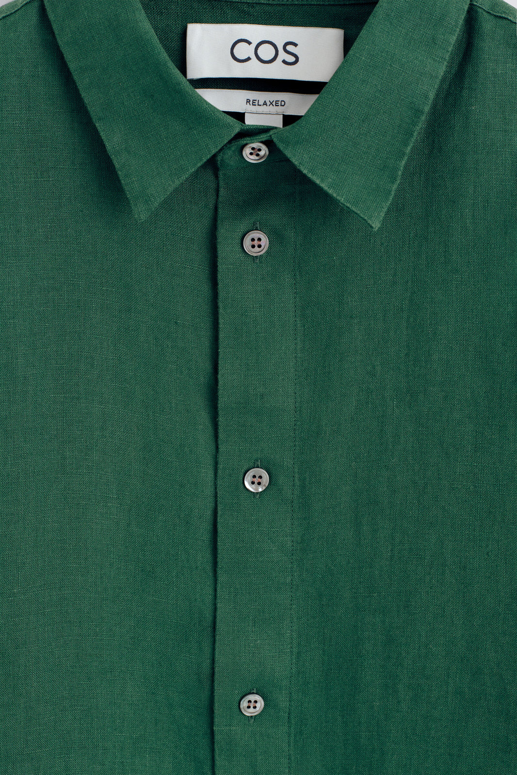 CAMISA DE LINO RELAJADA - VERDE OSCURO | DescriptiveDetail