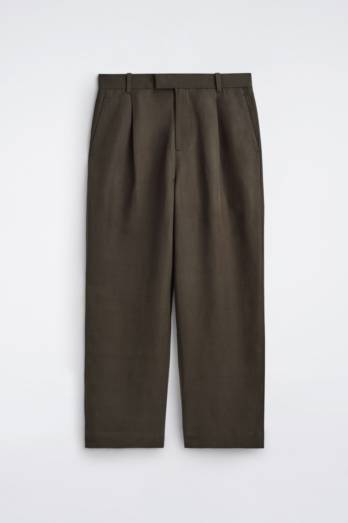 PANTALONES DE LINO DE CORTE RELAJADO Y PIERNA ANCHA - MARRÓN OSCURO - StillMedia/DescriptiveStillLife