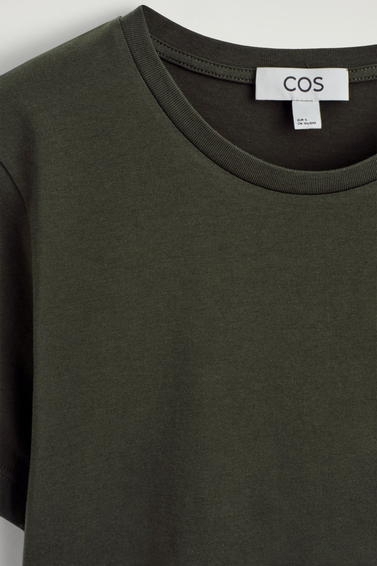 CAMISETA DE ALGODÓN CON CUELLO REDONDO - VERDE OSCURO | DescriptiveDetail