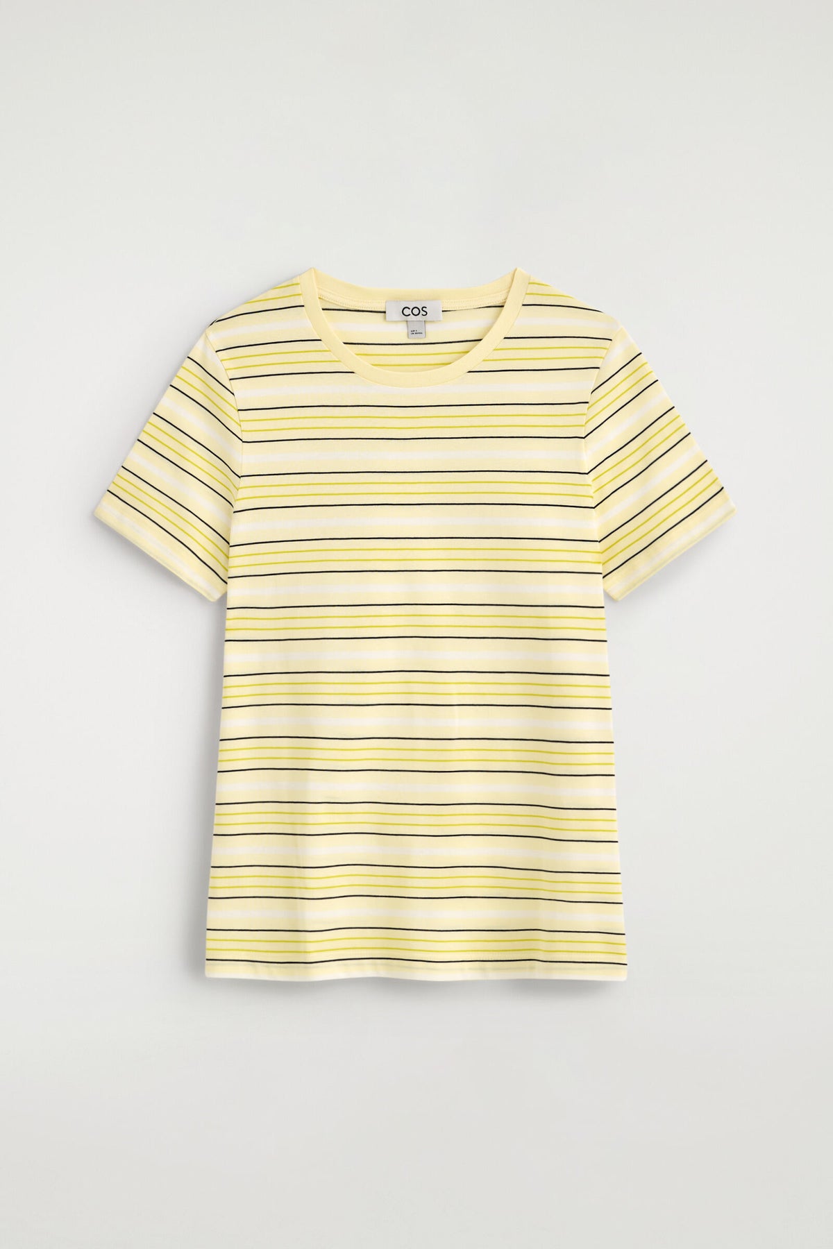 CAMISETA DE ALGODÓN CON CUELLO REDONDO - AMARILLO / BLANCO / RAYAS | DescriptiveStillLife