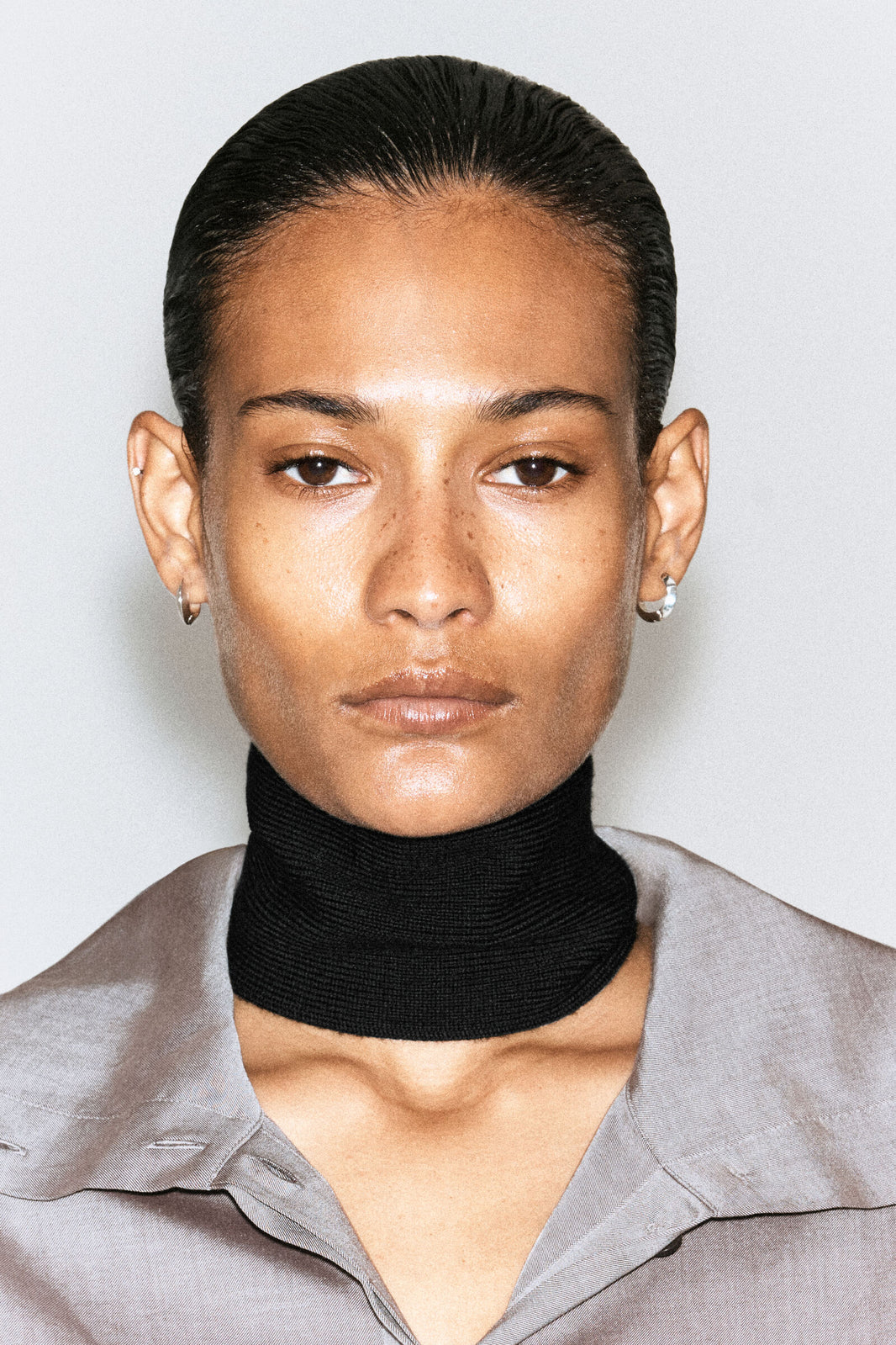BUFANDA DE CUELLO DE LANA MERINO - NEGRO