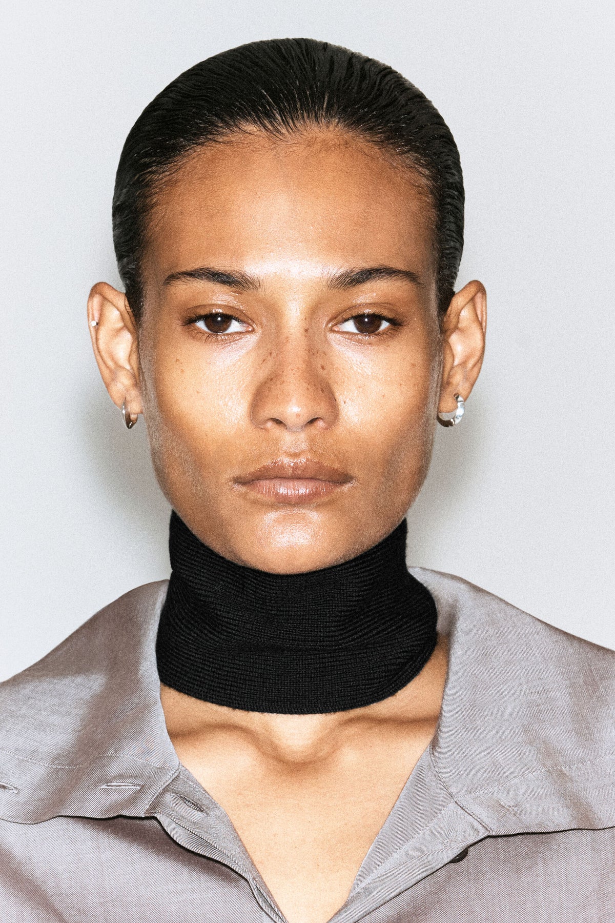 BUFANDA DE CUELLO DE LANA MERINO - NEGRO