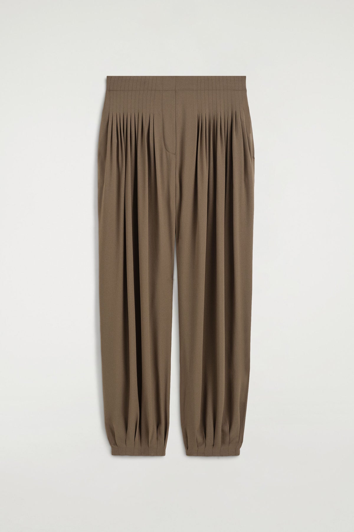 PANTALONES DE CREPÉ CON PLIEGUES - BEIGE OSCURO | DescriptiveStillLife