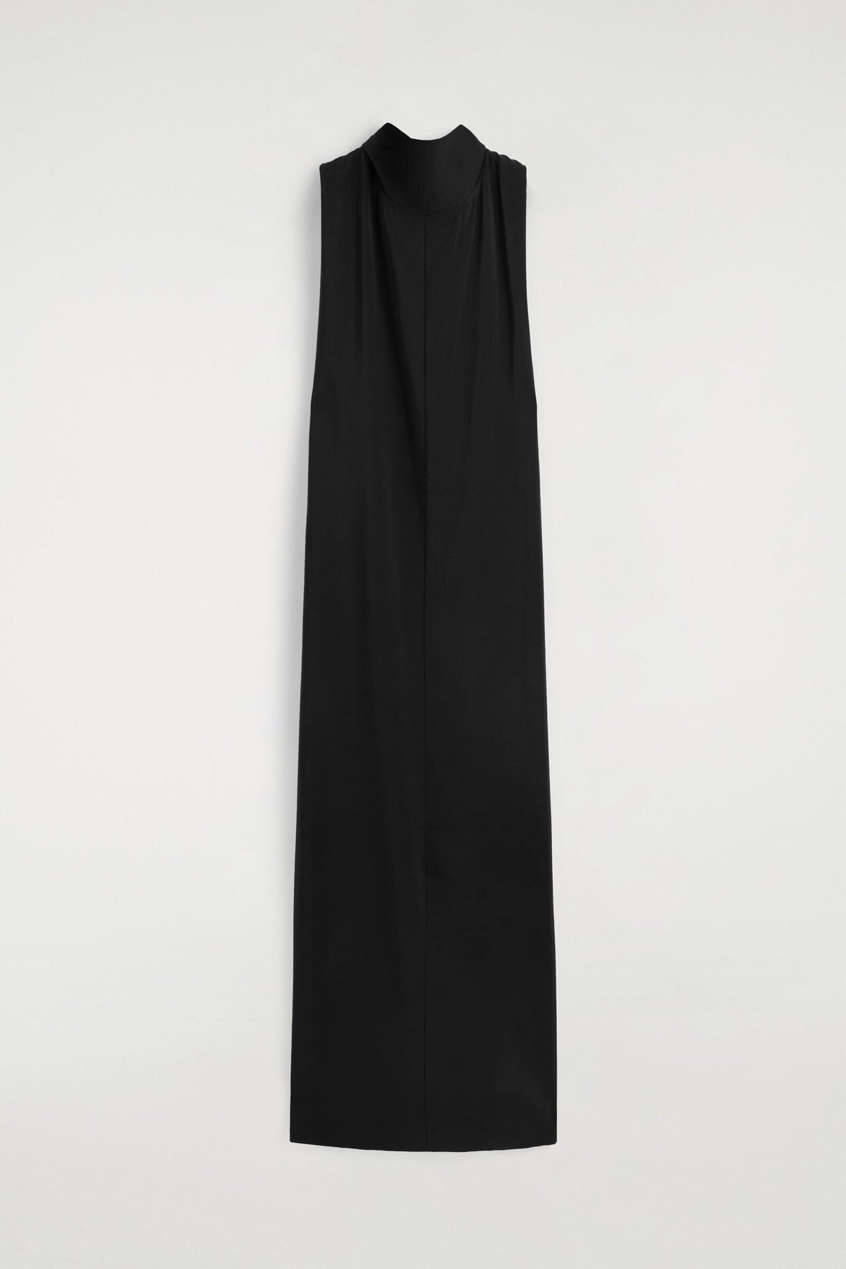 VESTIDO MAXI CON CUELLO ALTO Y DETALLE DE LAZO - NEGRO - StillMedia/DescriptiveStillLife