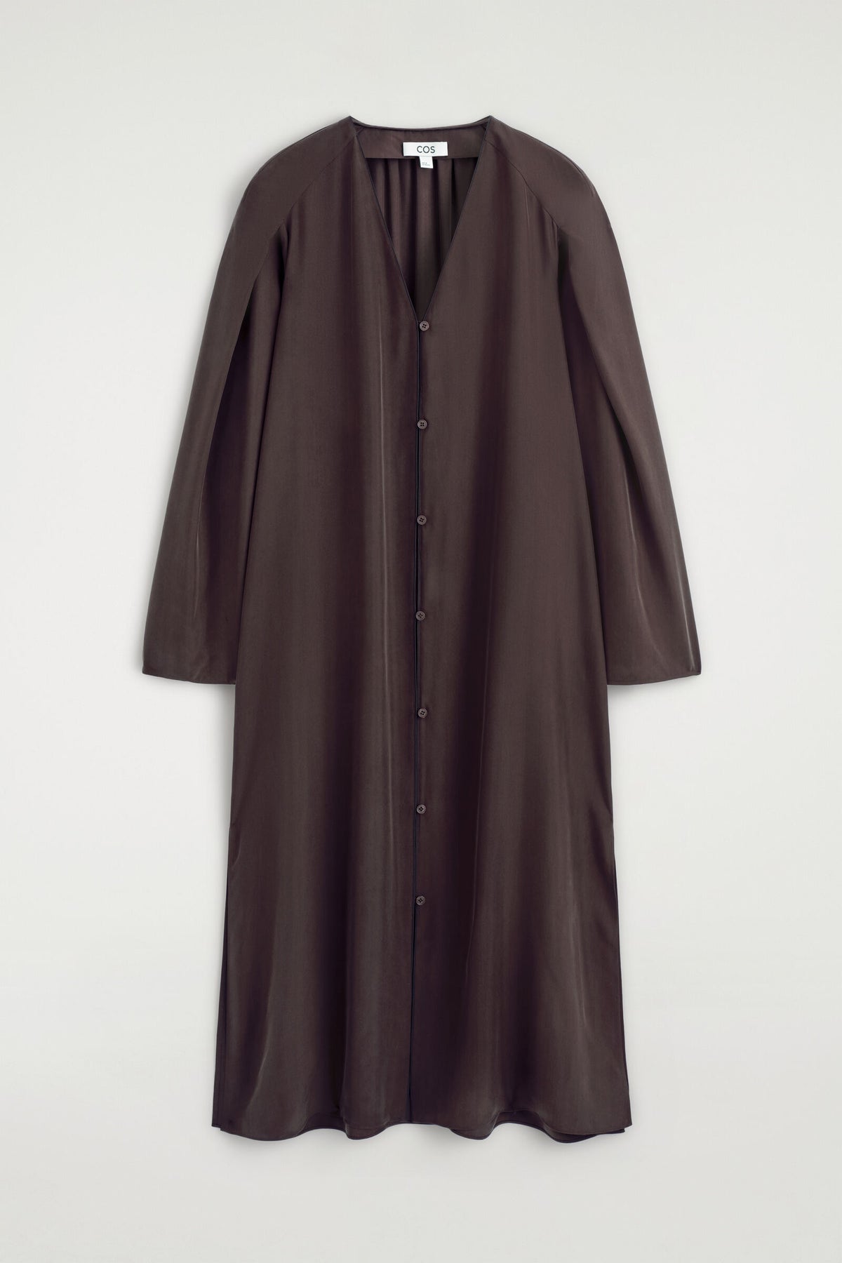 VESTIDO MIDI DE SEDA RECOGIDA - MARRÓN | DescriptiveStillLife