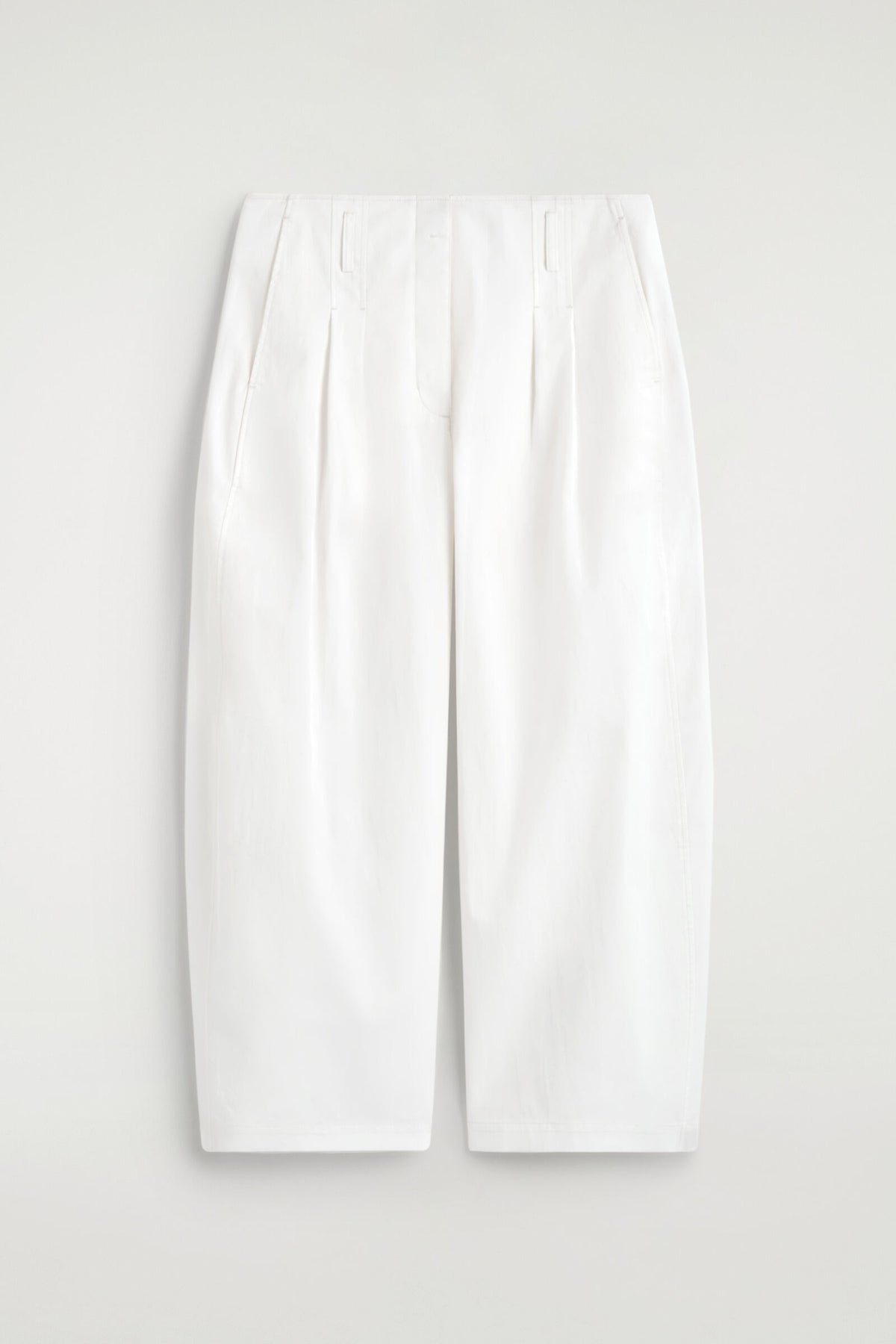 PANTALONES DE ALGODÓN PLISADOS CON PIERNA DE TAMBOR - BLANCO | DescriptiveStillLife