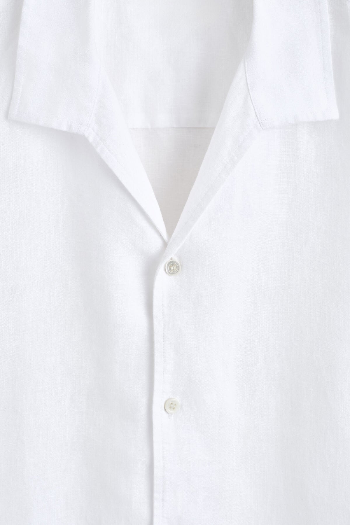 CAMISA DE LINO DE MANGA CORTA Y CUELLO DE CAMPANA - BLANCO - StillMedia/DescriptiveDetail