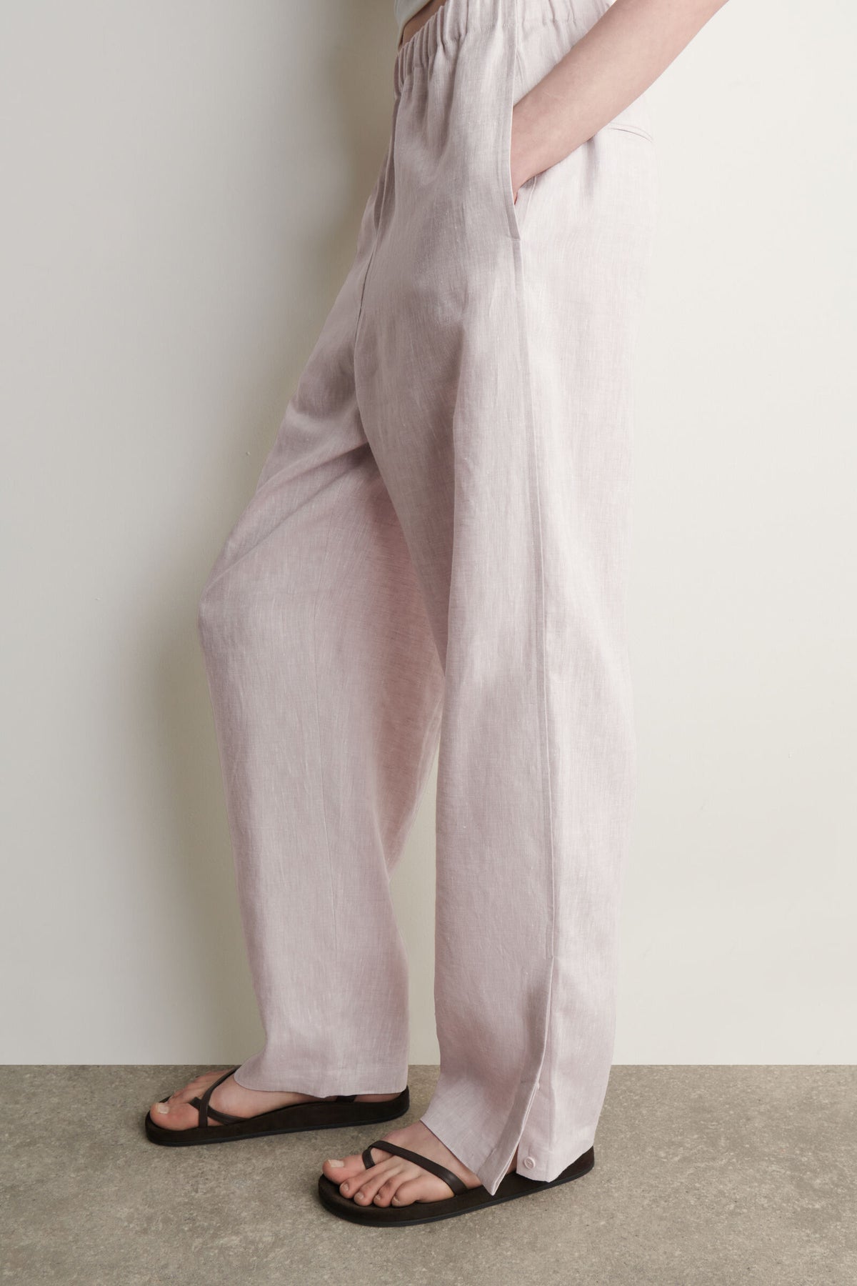 PANTALONES DE LINO CON CINTA ELÁSTICA - ROSA CLARO - StillMedia/Lookbook