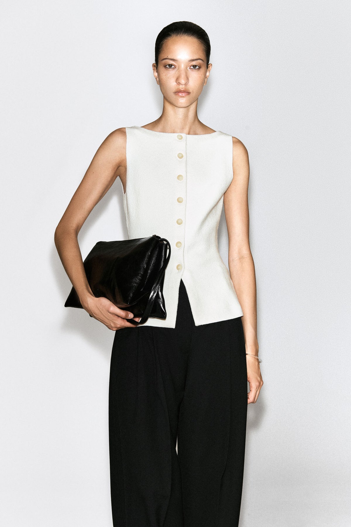 CHALECO DE CREPE DE MEZCLA DE ALGODÓN - BLANCO - StillMedia/Lookbook