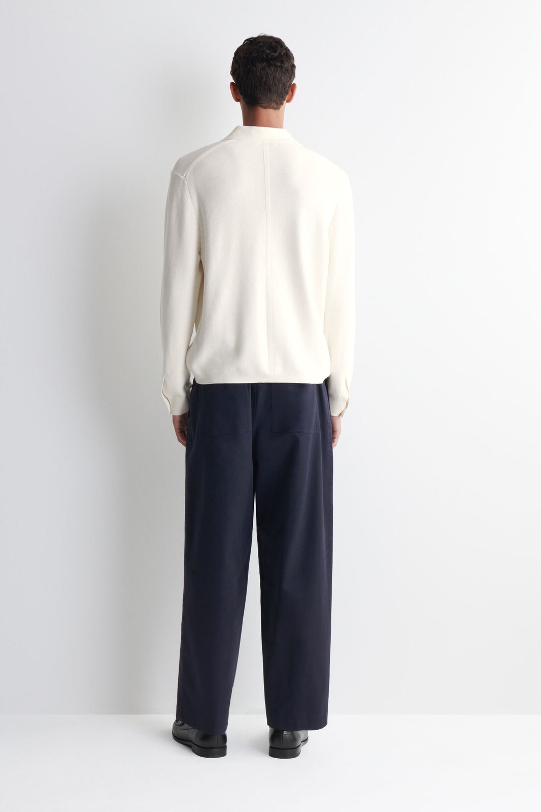PANTALONES DE ALGODÓN TAILLON DE AJUSTE RELAJADO Y DE PIERNA RECTO - AZUL MARINO