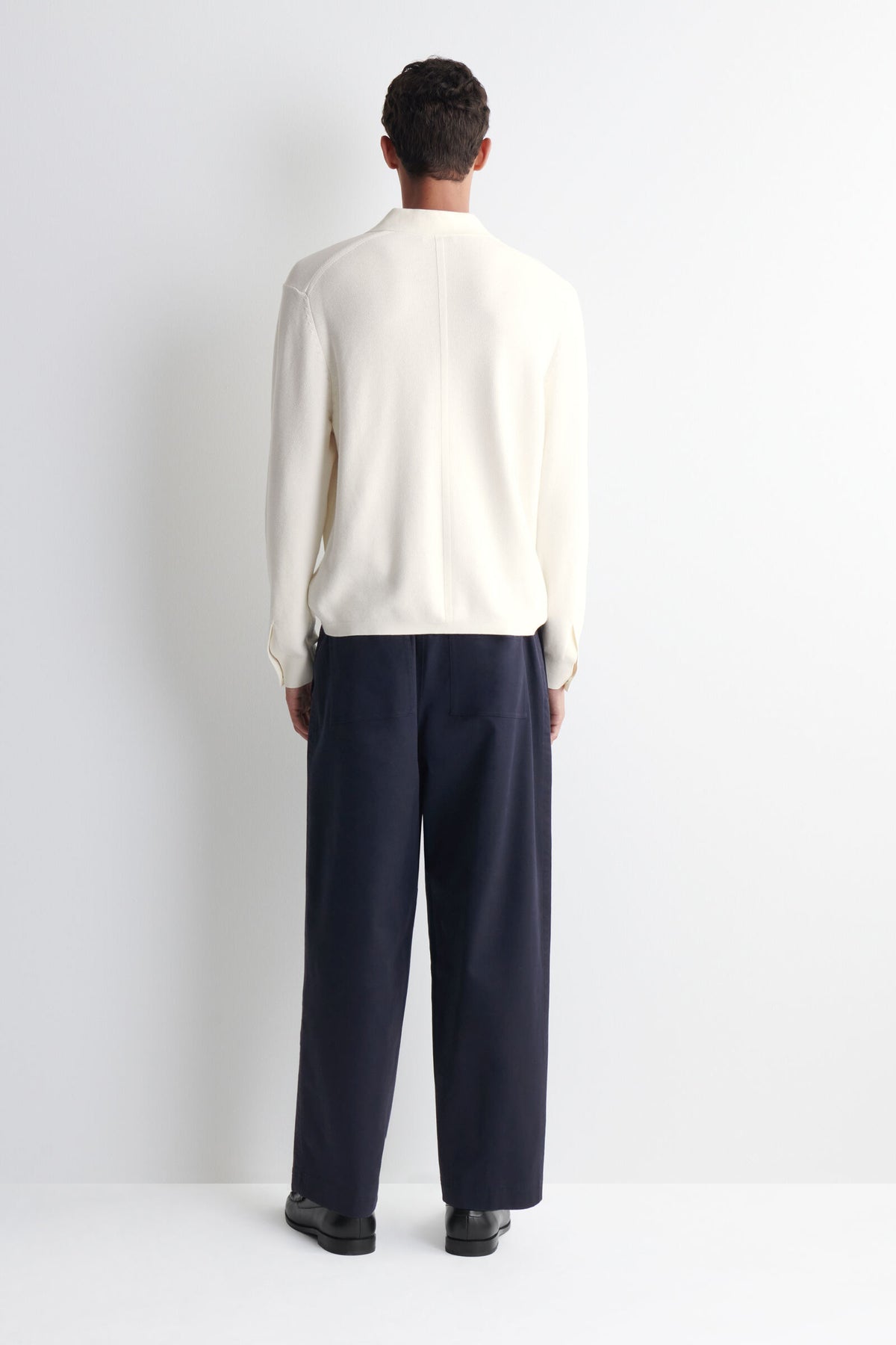 PANTALONES DE ALGODÓN TAILLON DE AJUSTE RELAJADO Y DE PIERNA RECTO - AZUL MARINO