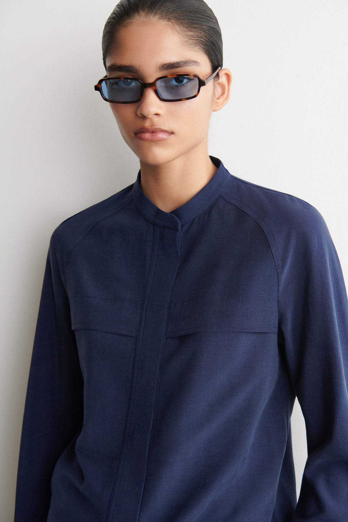 CAMISA UTILITY FLUIDA - MARINO