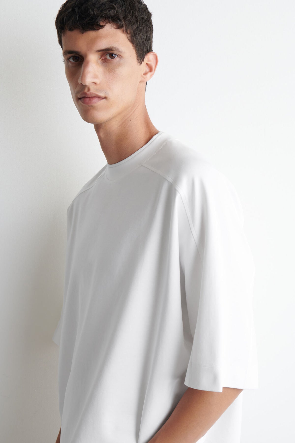 CAMISETA DE ALGODÓN INTERLOCK OVERSIZED - BLANCO