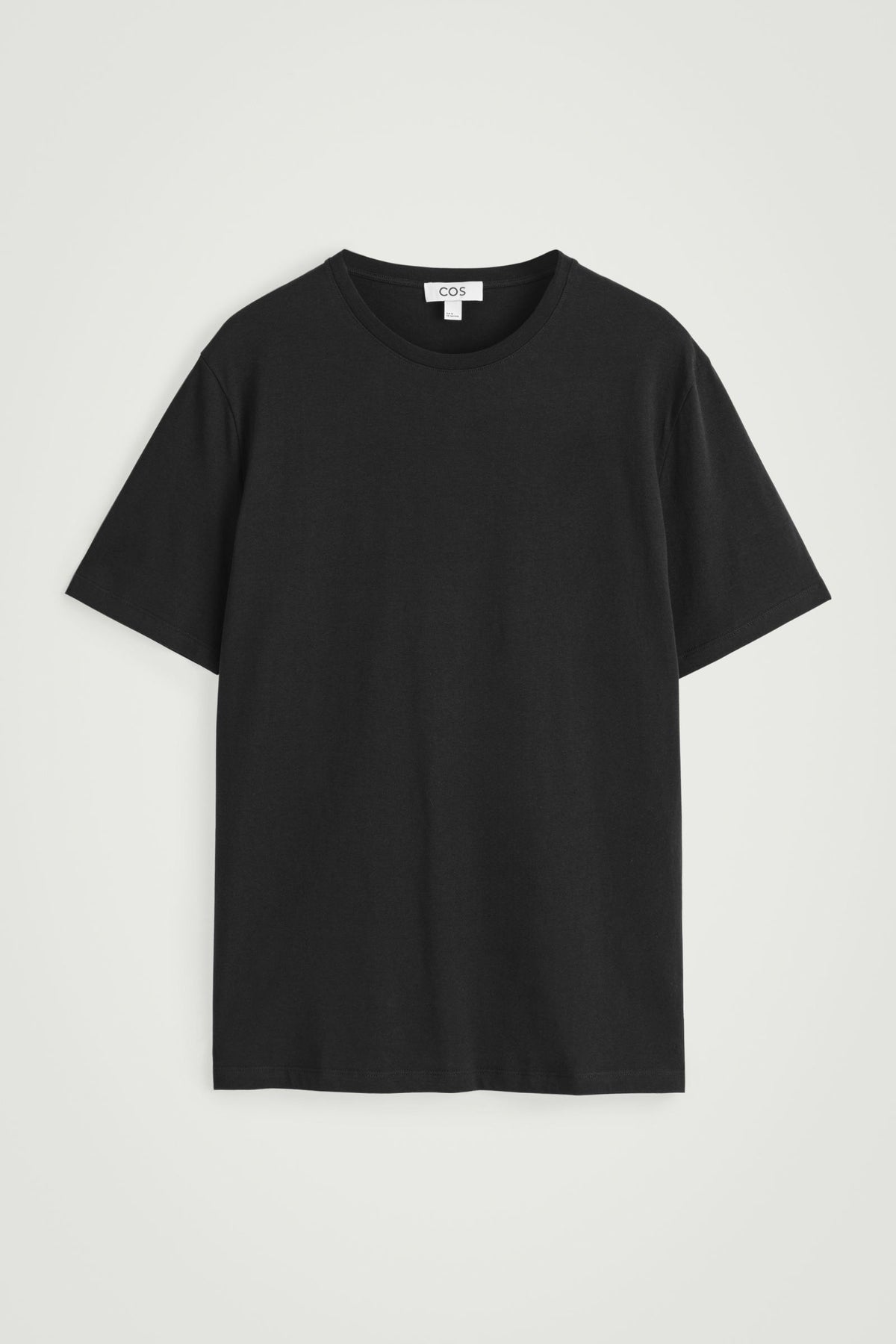CAMISETA DE ALGODÓN CON CUELLO REDONDO - NEGRO