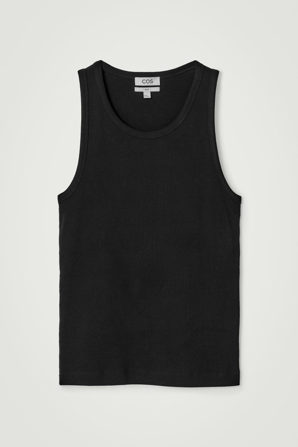 CAMISETA DE ALGODÓN AJUSTADA Y ACANALADA - NEGRO | DescriptiveStillLife