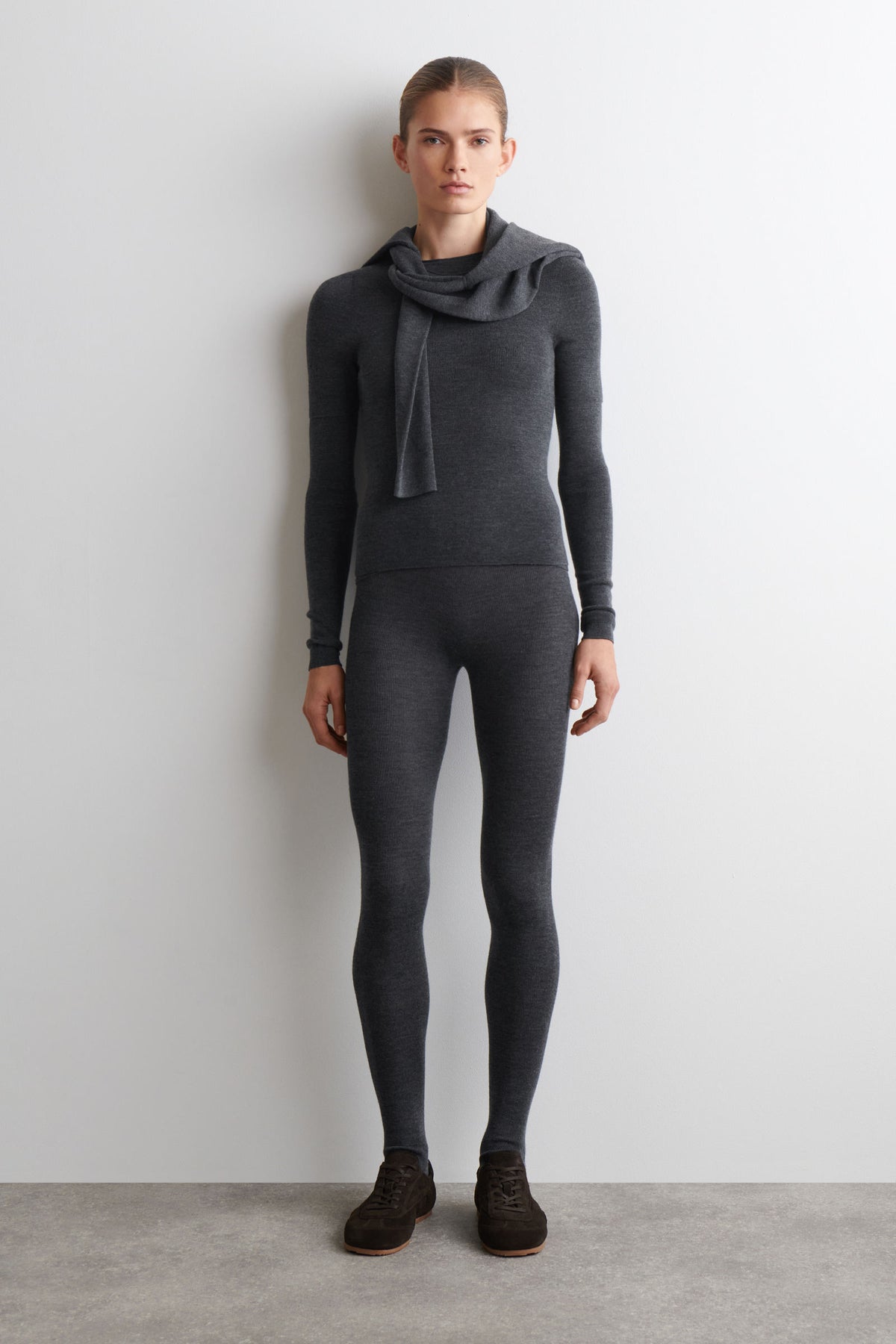 LEGGINGS DE LANA MERINO SIN COSTURAS - GRIS JASPEADO - StillMedia/Lookbook