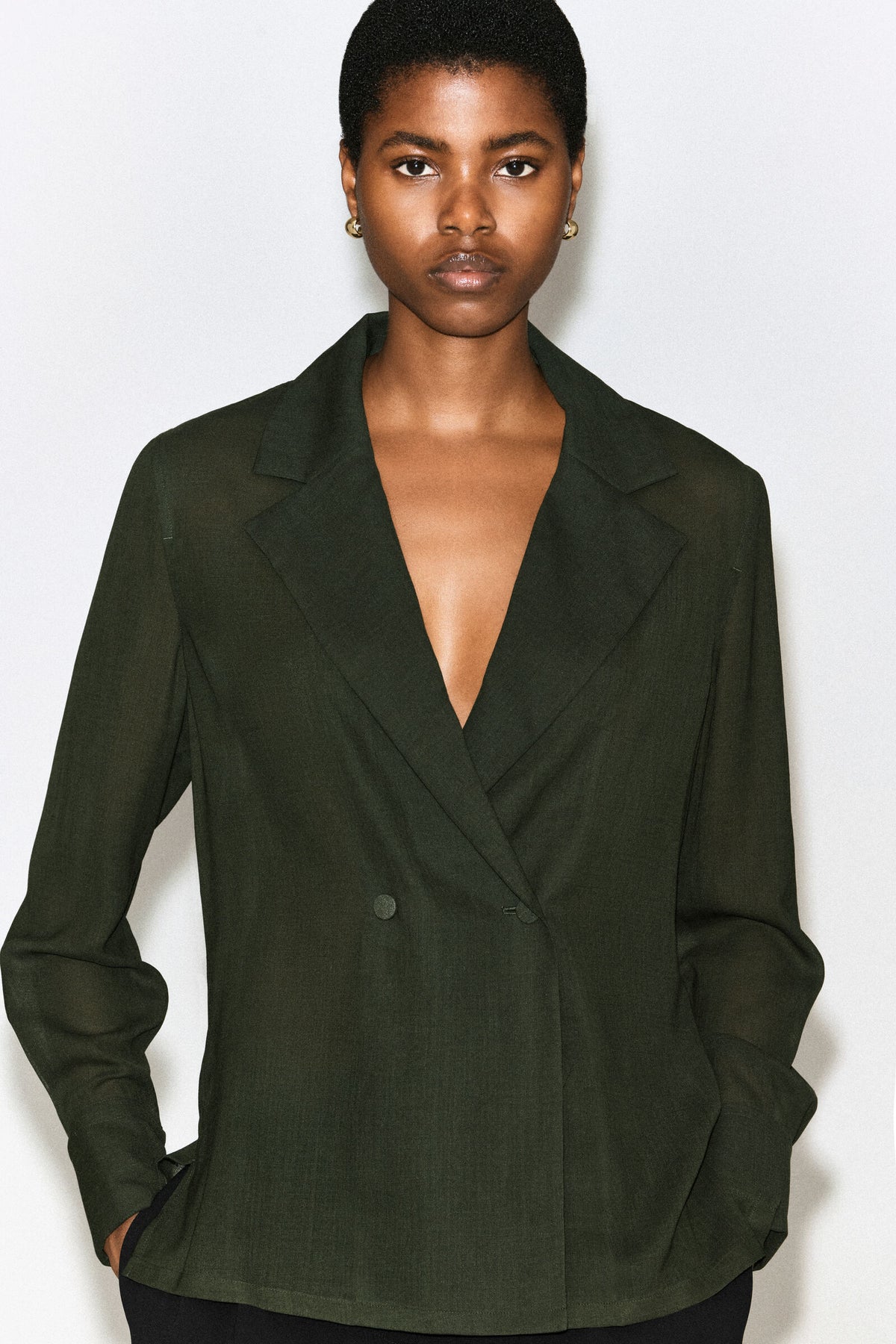CAMISA DE LANA CRUZADA - KHAKI MÉLANGE