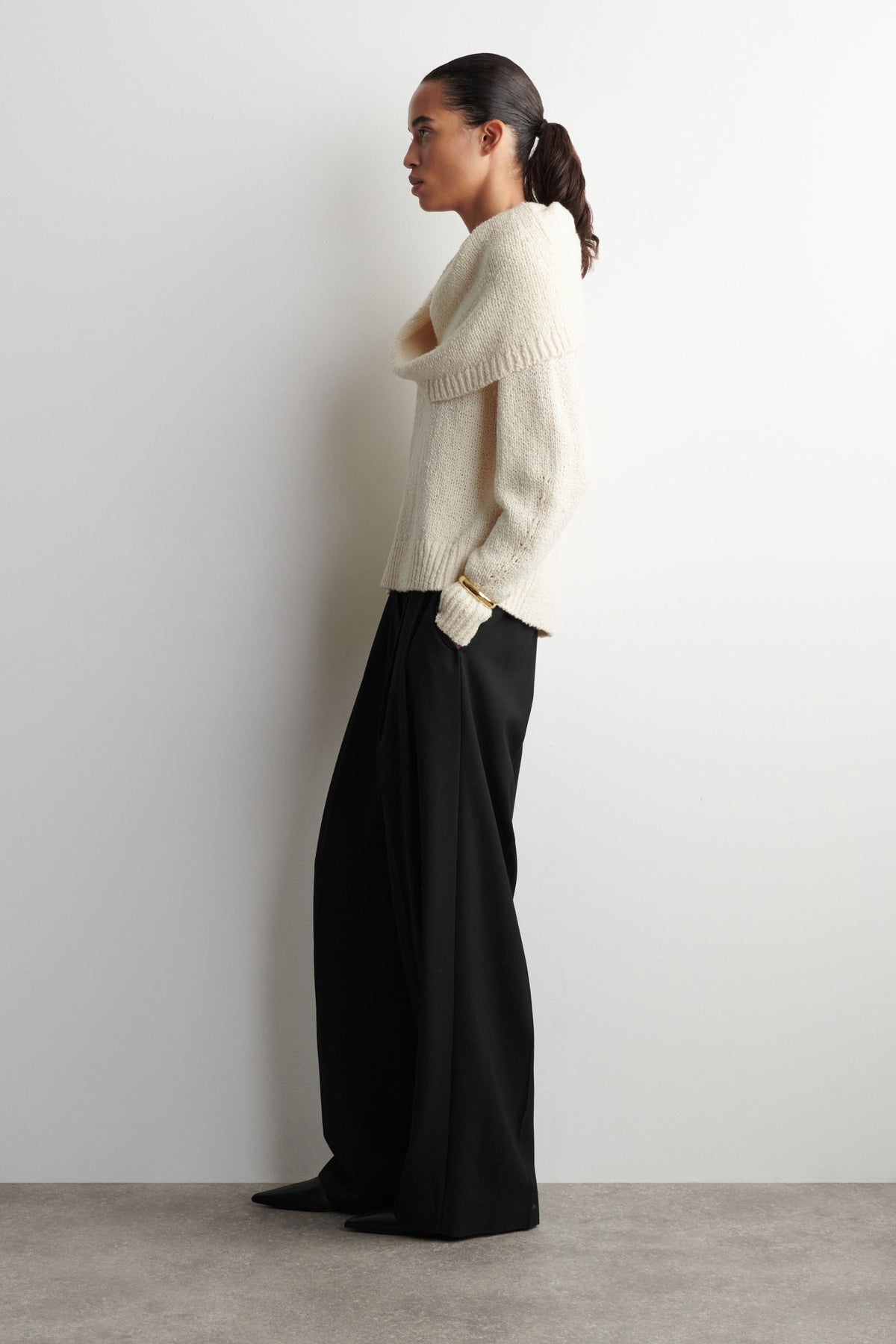 SUÉTER DE LANA MERINO-CASHMERE CON CHAL EN CAPAS - BLANCO - StillMedia/Lookbook