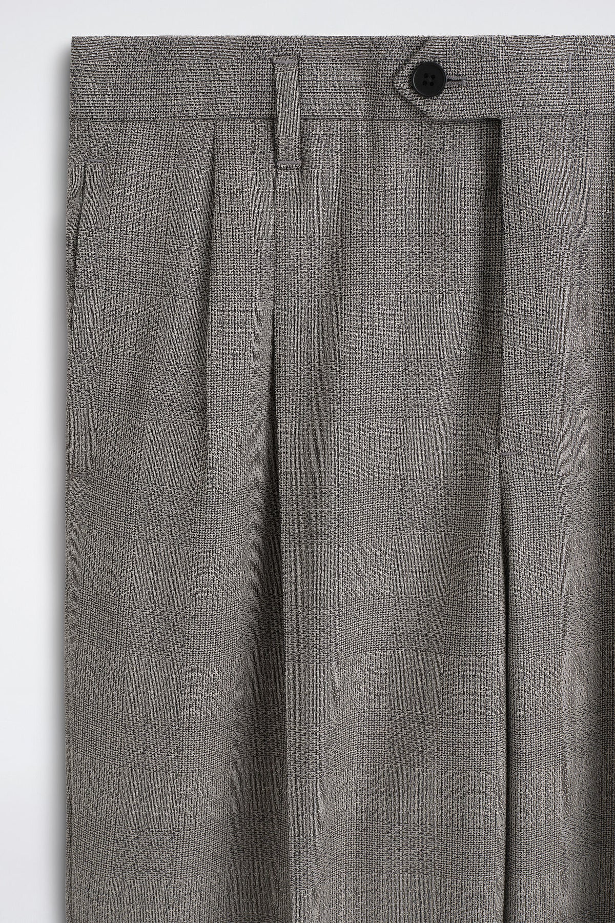 PANTALONES TAPERED RELAJADOS DE LANA TEXTURIZADA A CUADROS - BEIGE / CUADROS  | DescriptiveDetail