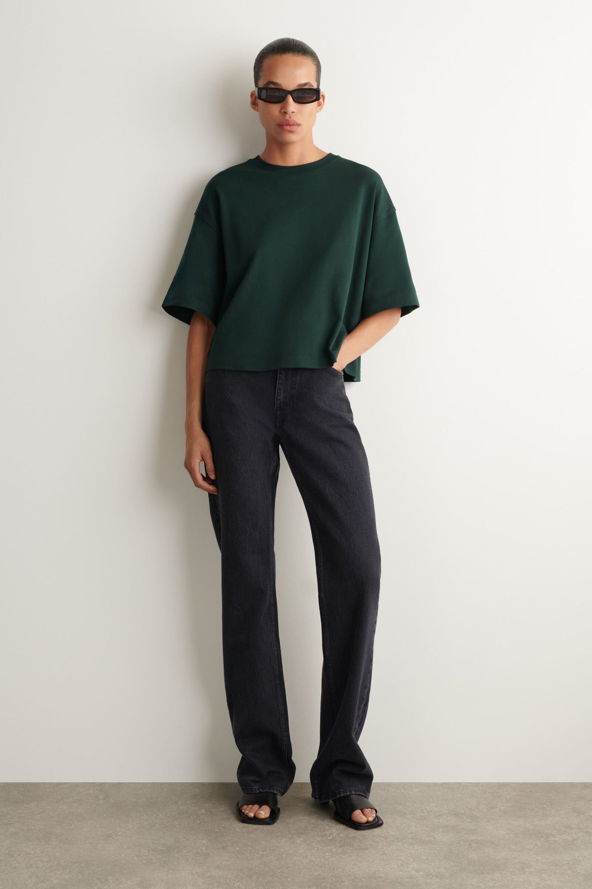 CAMISETA OVERSIZE ALGODÓN - VERDE OSCURO