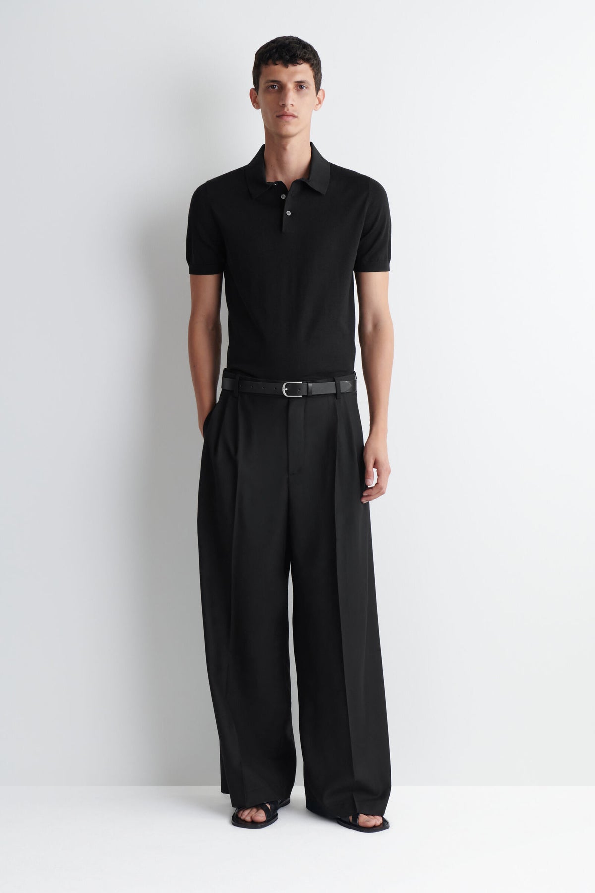 POLO DE SEDA TEJIDO SLIM - NEGRO