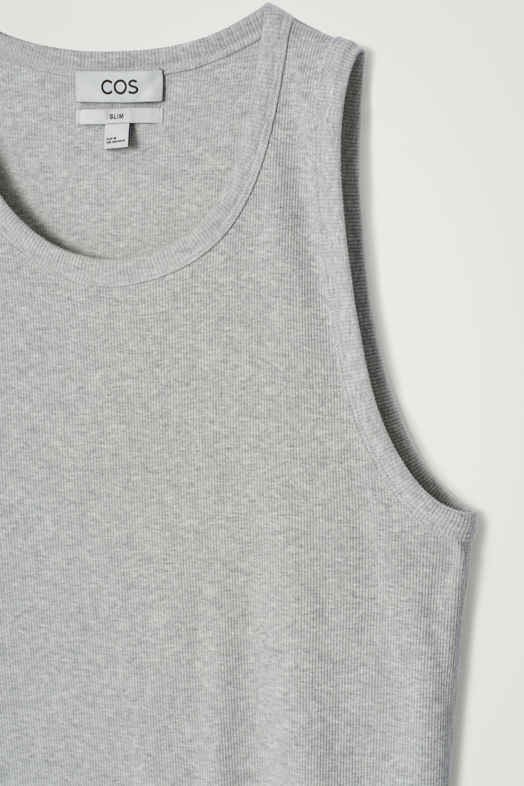 CAMISETA DE ALGODÓN AJUSTADA Y ACANALADA - GRIS JASPEADO | DescriptiveDetail