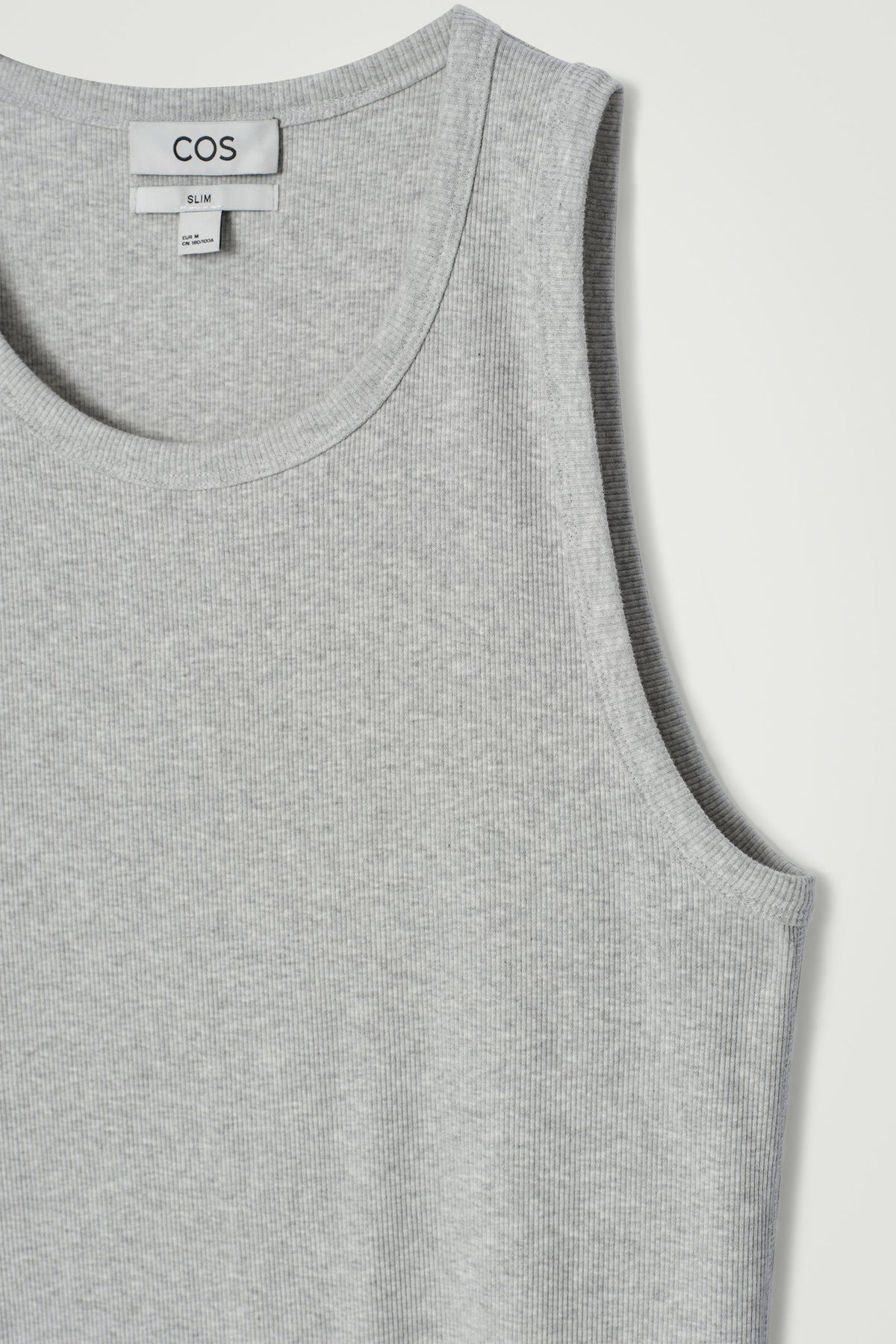 CAMISETA DE ALGODÓN AJUSTADA Y ACANALADA - GRIS JASPEADO | DescriptiveDetail