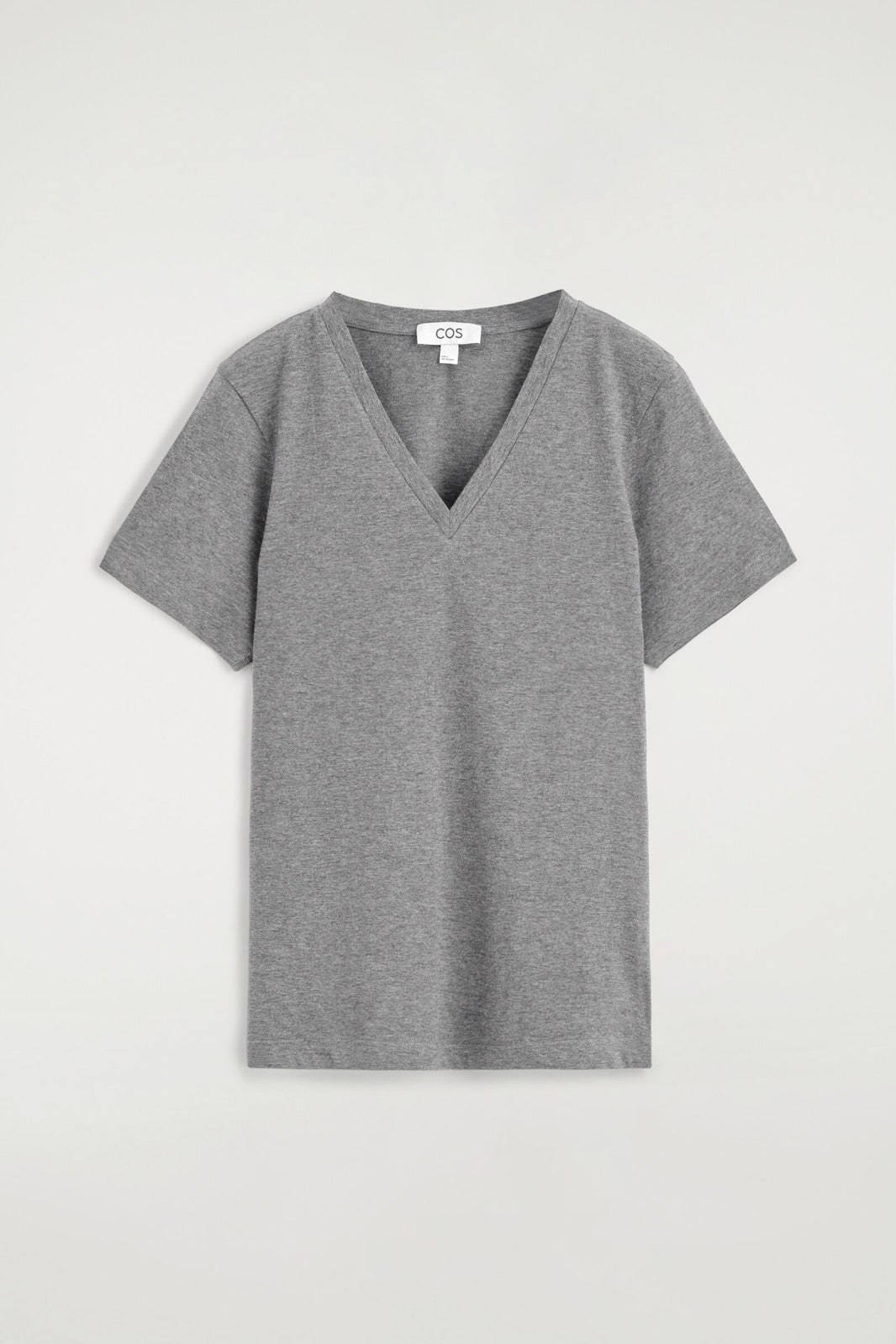 CAMISETA ALGODÓN CUELLO PICO - GRIS JASPEADO | DescriptiveStillLife