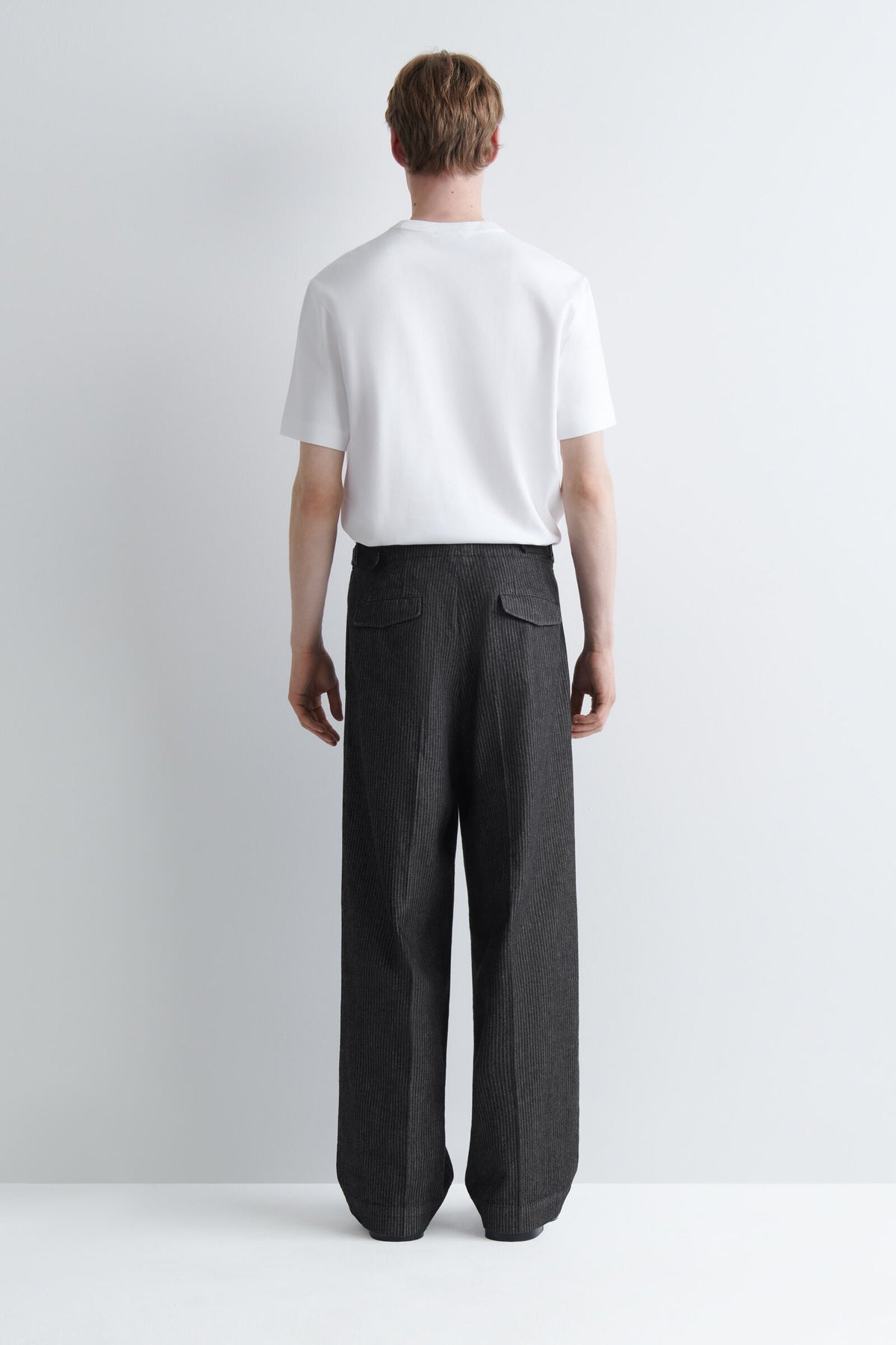 PANTALONES DE MEZCLILLA DE RAYAS, RELAJADOS, DE PIERNA ANCHA - NEGRO / A RAYAS