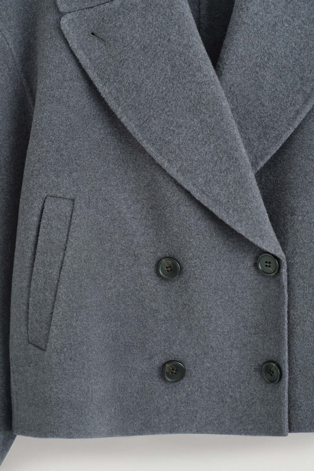 SACO DE LANA REVERSIBLE Y DE CORTE AMPLIO - GRIS MÉLANGE