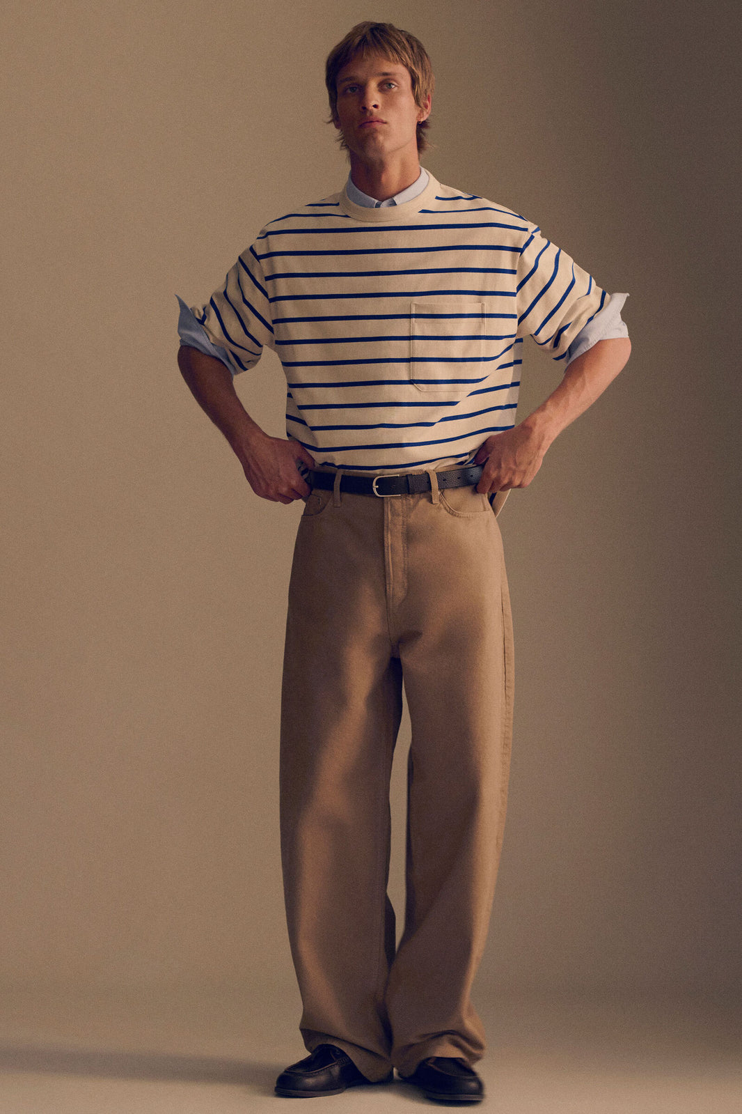 JEANS MALLOW RELAXED-FIT BARREL-LEG - BEIGE