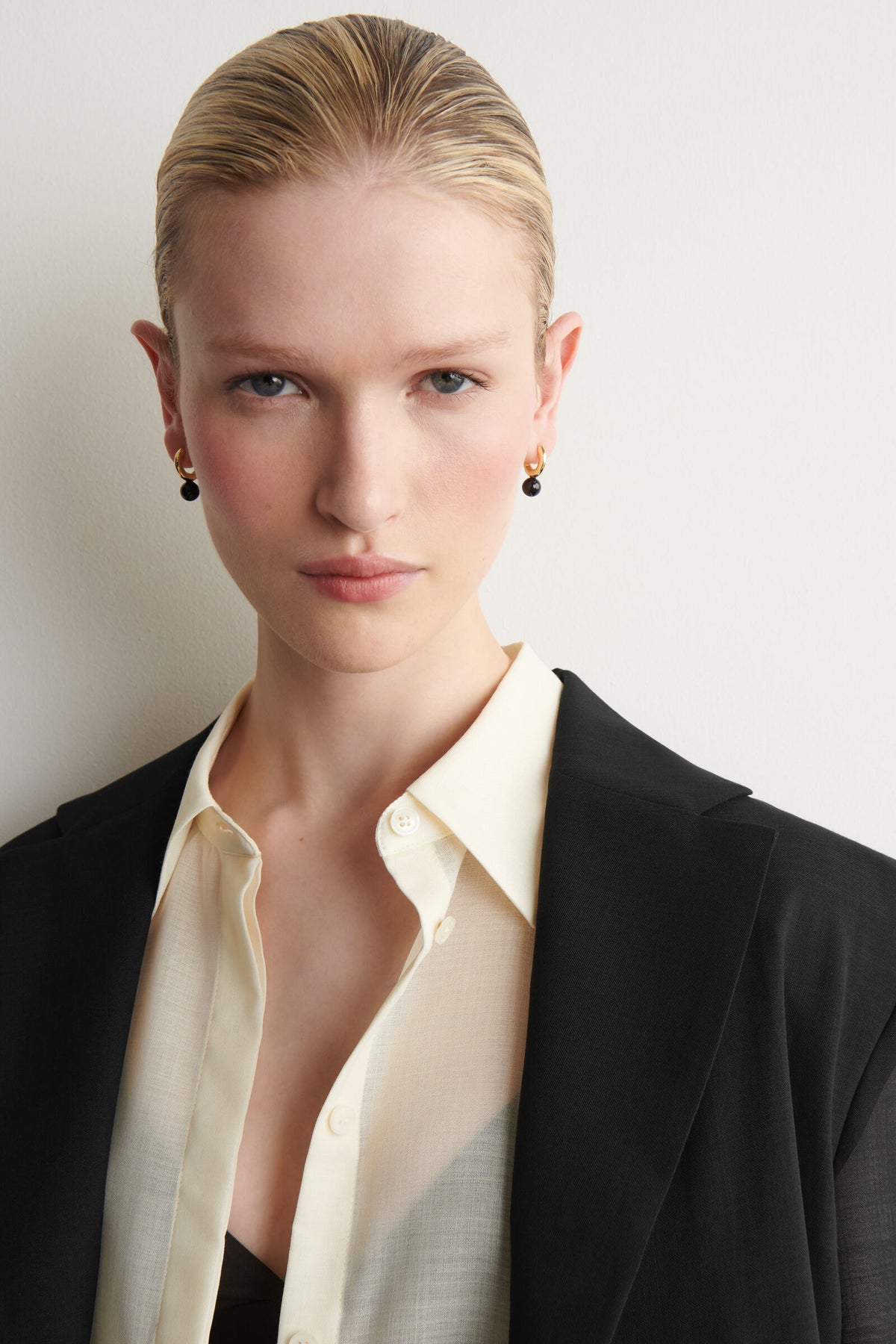 BLAZER DE VOILE DE LANA FLUIDA - NEGRO
