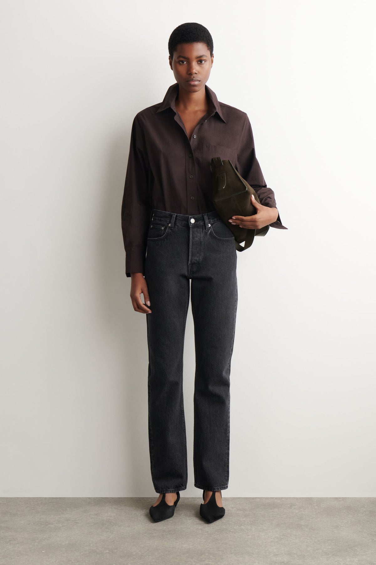JEANS SLIM-LEG DE TUBERÍA  - NEGRO