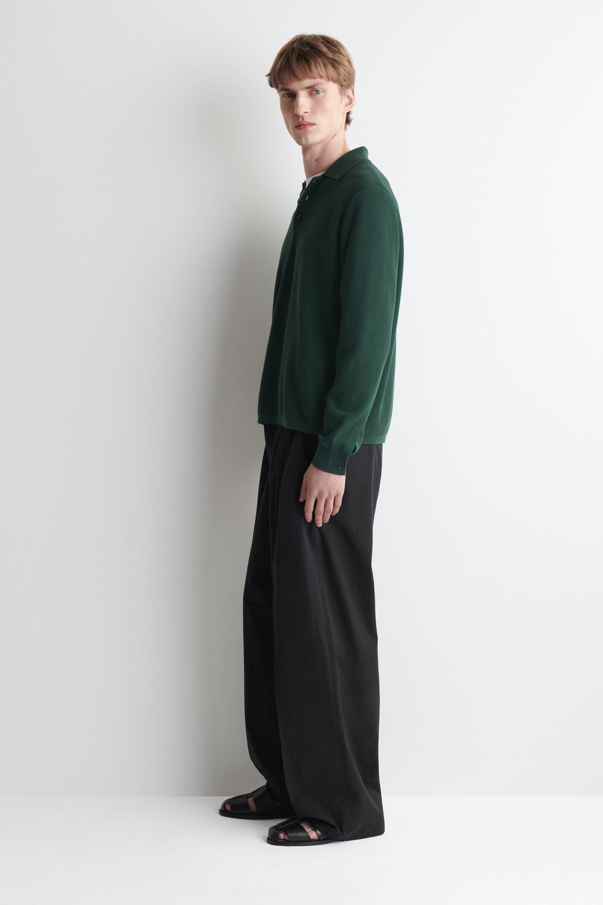 POLO DE PUNTO DE PANAL - VERDE OSCURO