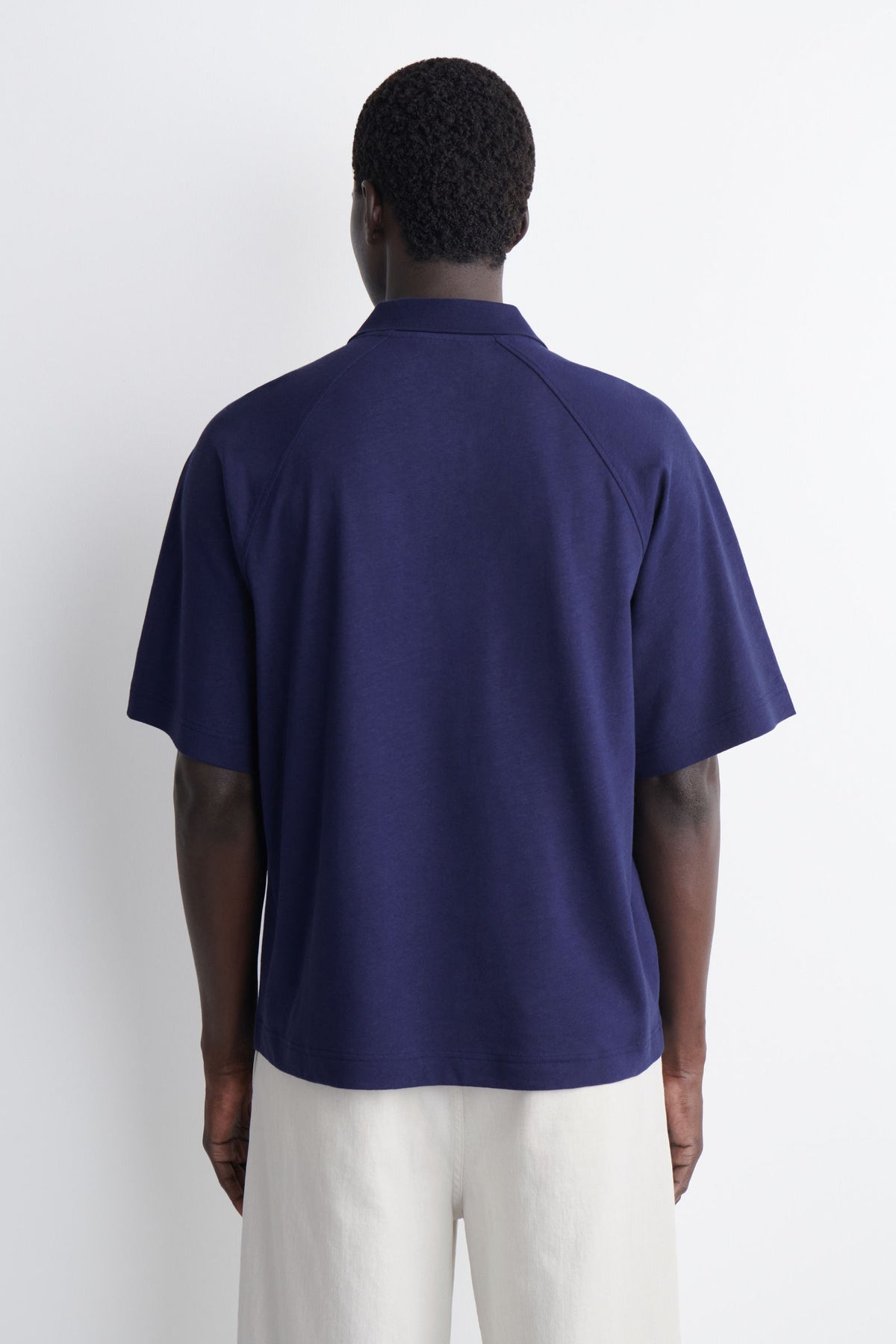 CAMISETA RELAJADA DE ALGODÓN Y LINO - AZUL MARINO - StillMedia/Lookbook