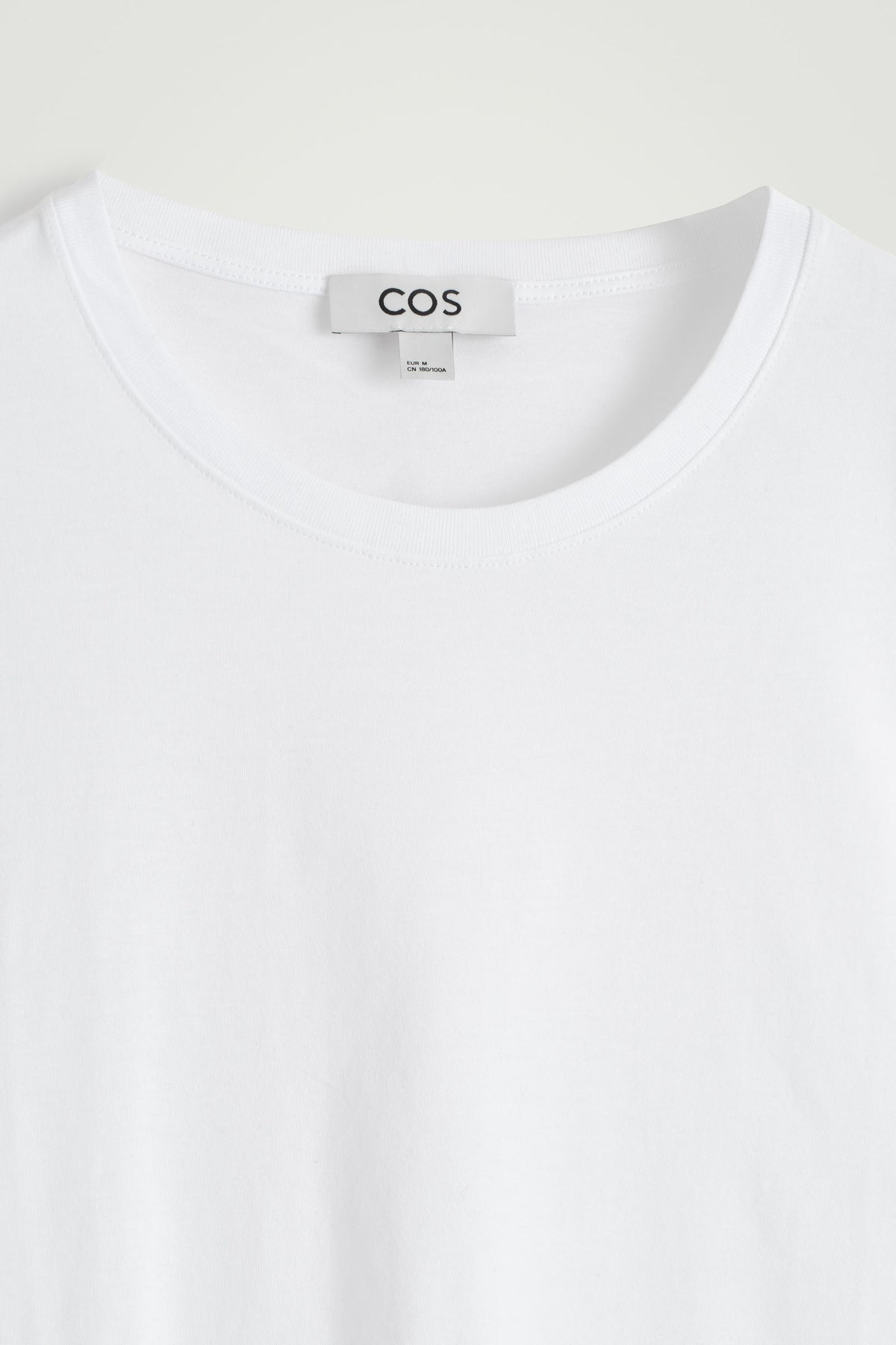CAMISETA DE ALGODÓN CON CUELLO REDONDO - BLANCO
