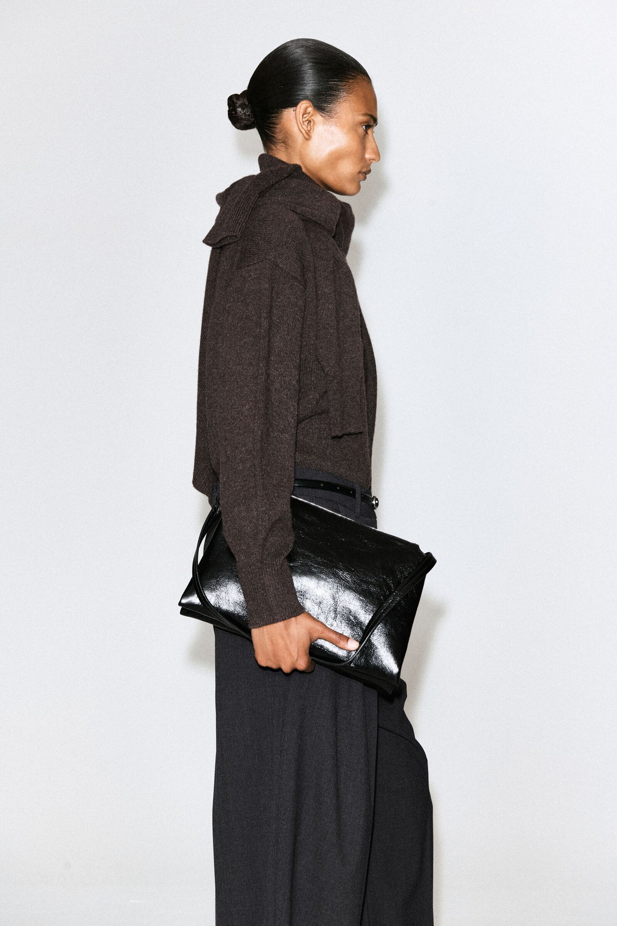 BOLSO DE HOMBRO PABELLÓN - CUERO - NEGRO