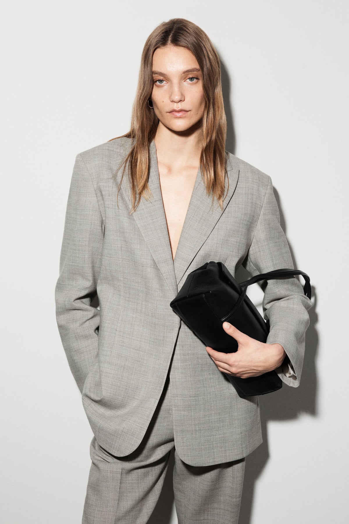 BLAZER ESTRUCTURADO DE MEZCLA DE LANA - TAUPE JASPEADO - StillMedia/Lookbook